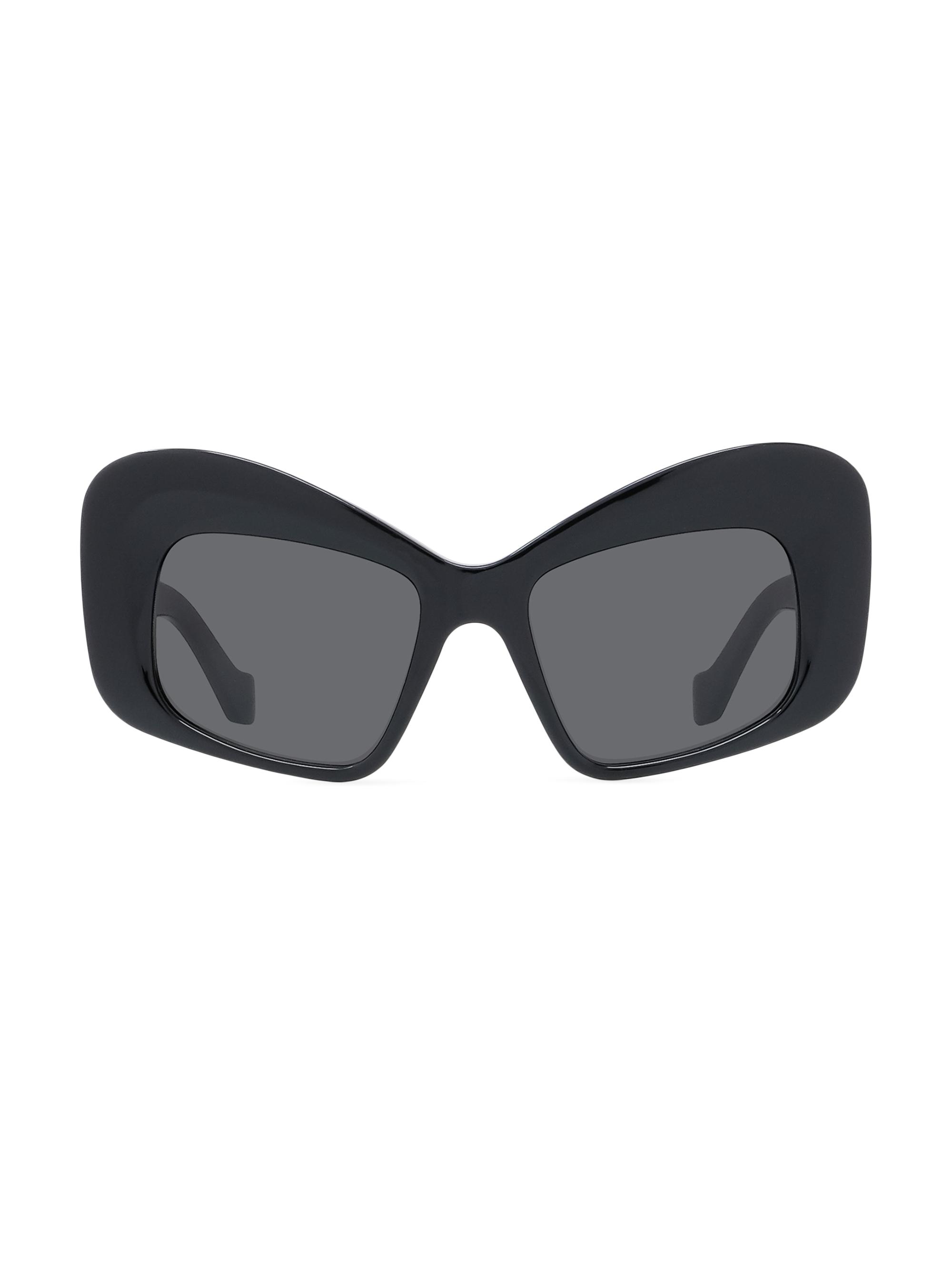 LOEWE Women's Anagram 51MM Butterfly Sunglasses - Shiny Black Smoke
