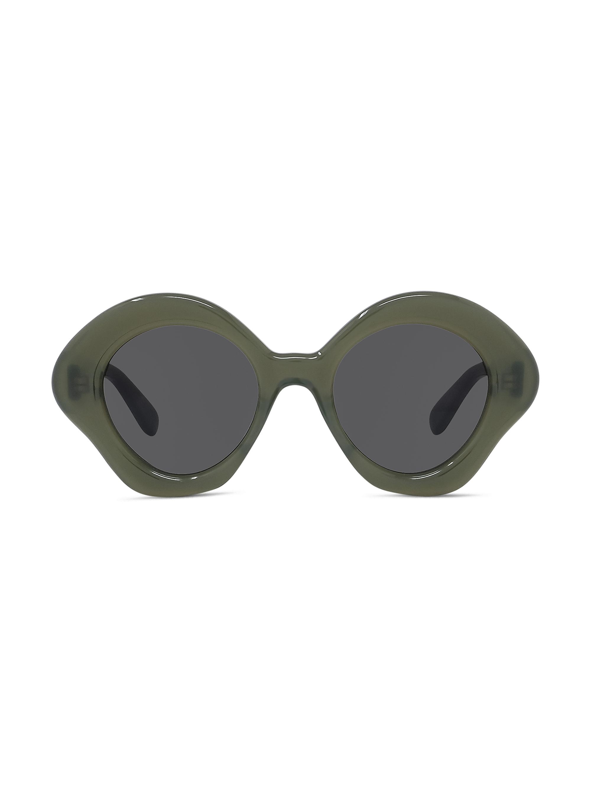 LOEWE Women's Curvy 49MM Geometric Sunglasses - Dark Olive Green Smoke