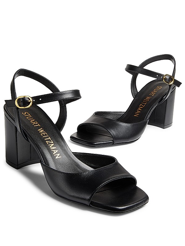 新品★ STUART WEITZMAN 女性らしいブラックレザーヒールパンプス Stuart Weitzman Tia 75MM Leather Sandals | Saks Fifth Avenue