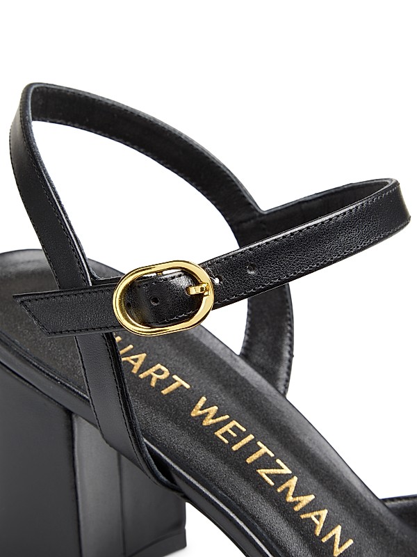 新品★ STUART WEITZMAN 女性らしいブラックレザーヒールパンプス Stuart Weitzman Tia 75MM Leather Sandals | Saks Fifth Avenue