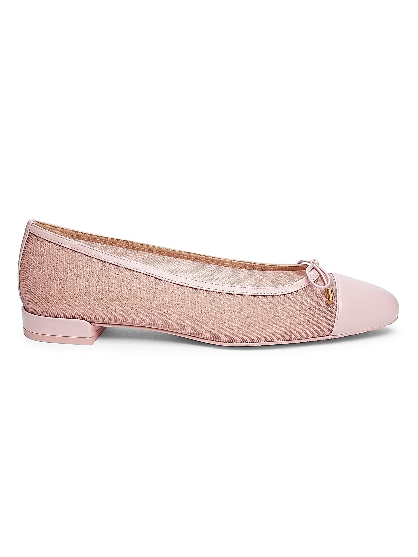 Shop Stuart Weitzman Sleek Bow Leather-Trimmed Sparkle Mesh Shop Stuart Weitzman Sleek Bow Leather-Trimmed Sparkle Mesh