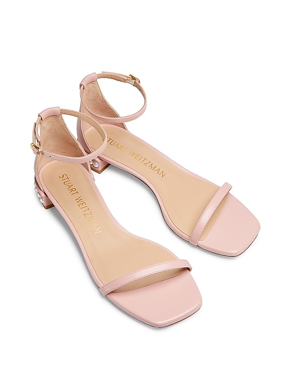 Shop Stuart Weitzman Nudistcurve Pearl-Embellished Leather Shop Stuart Weitzman Nudistcurve Pearl-Embellished Leather
