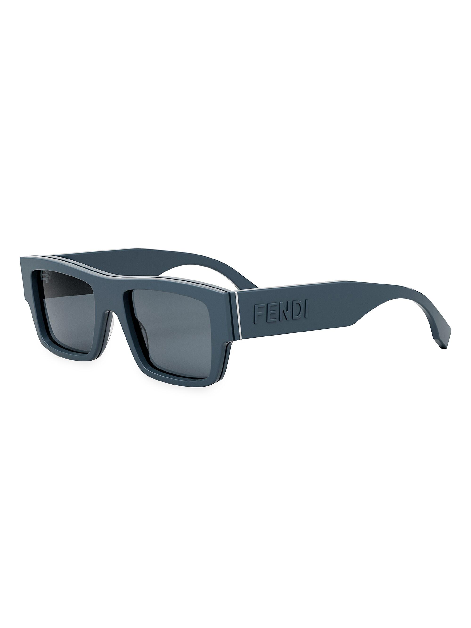 Fendi Signature 53MM Rectangular Sunglasses | Saks Fifth Avenue