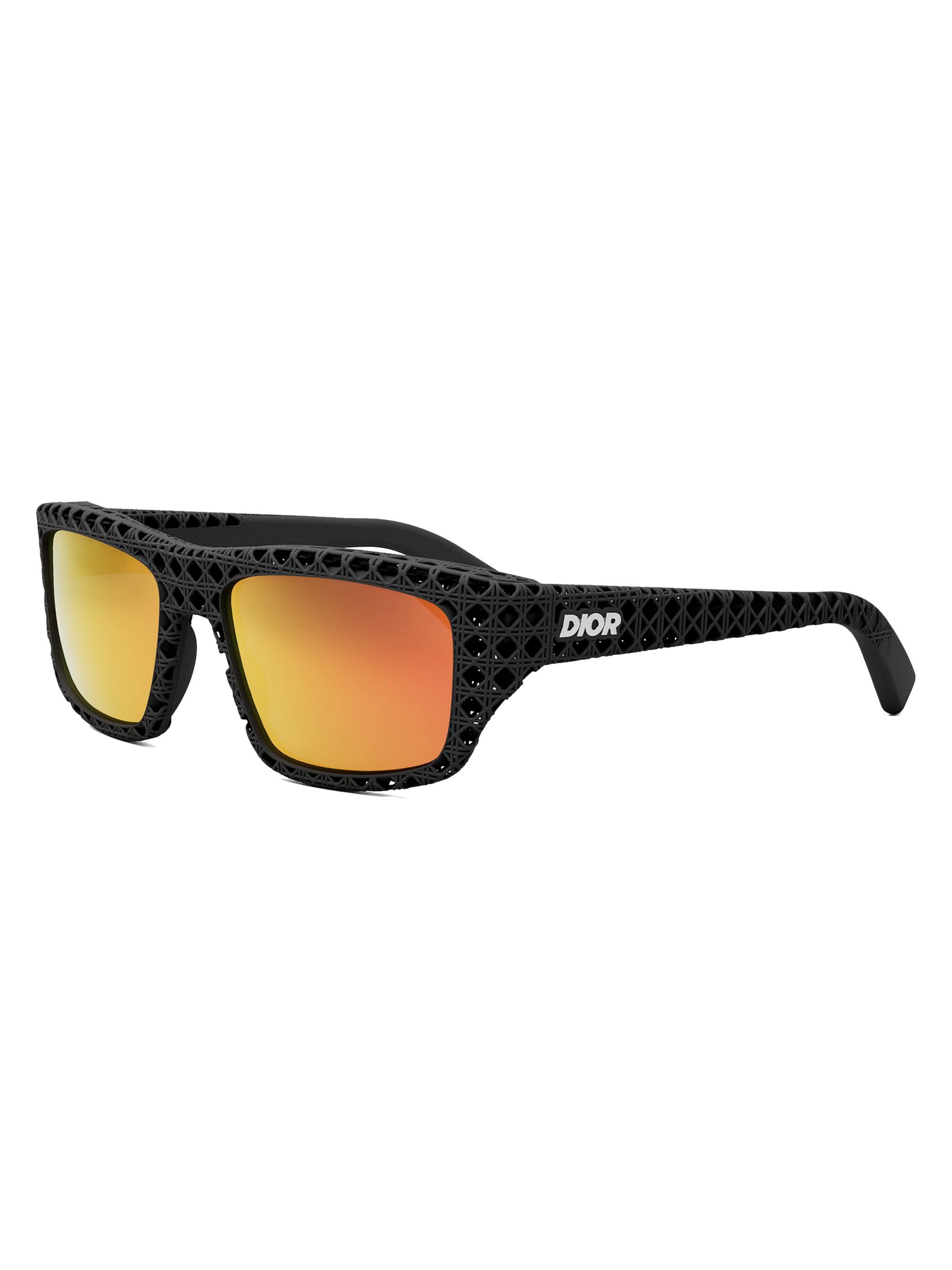 DIOR Men's Dior3D S1I 57MM Square Sunglasses - Matte Black Orange Mirror