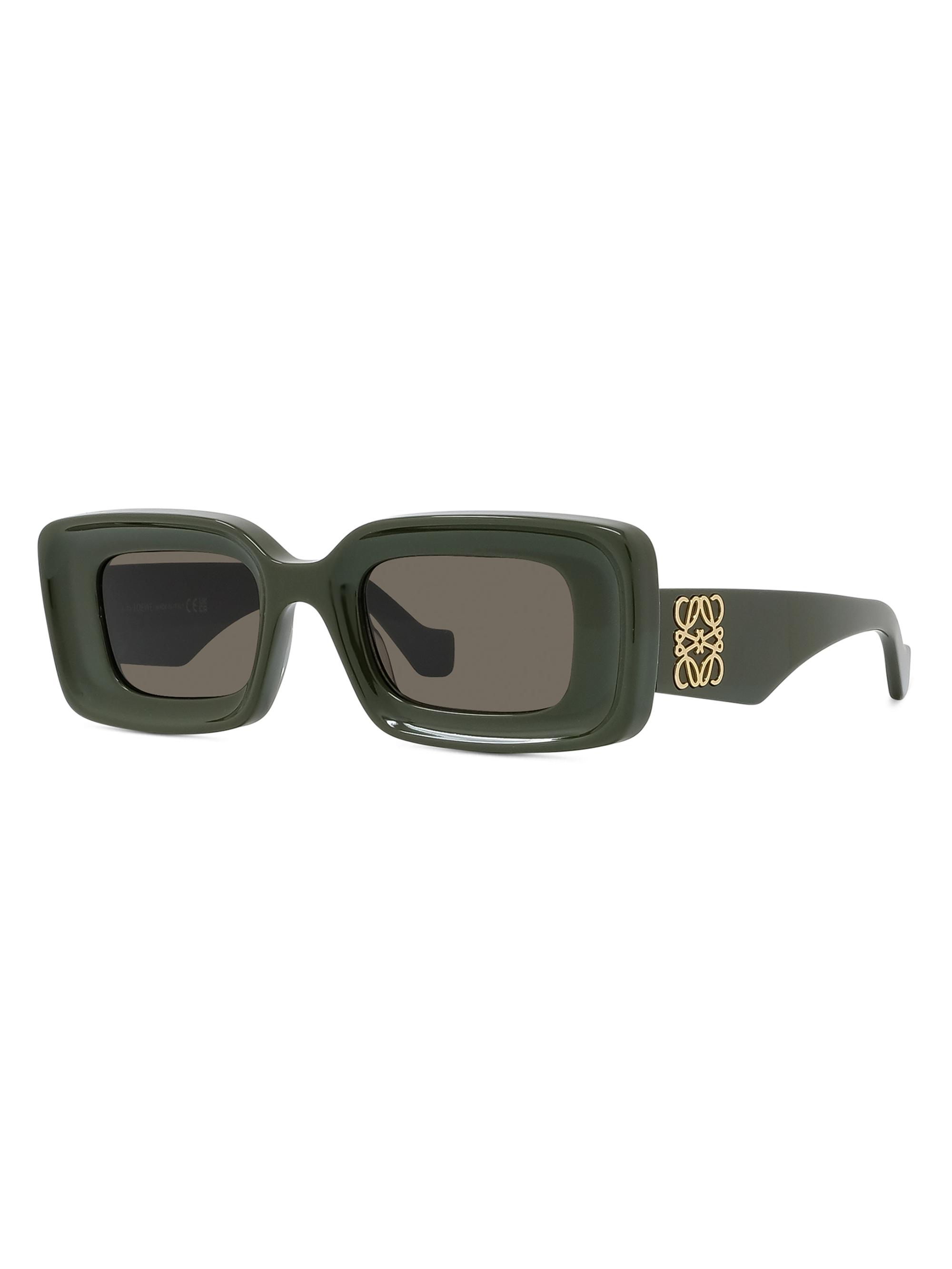 LOEWE Men's Anagram 46MM Geometric Sunglasses - Dark Olive Green Brown