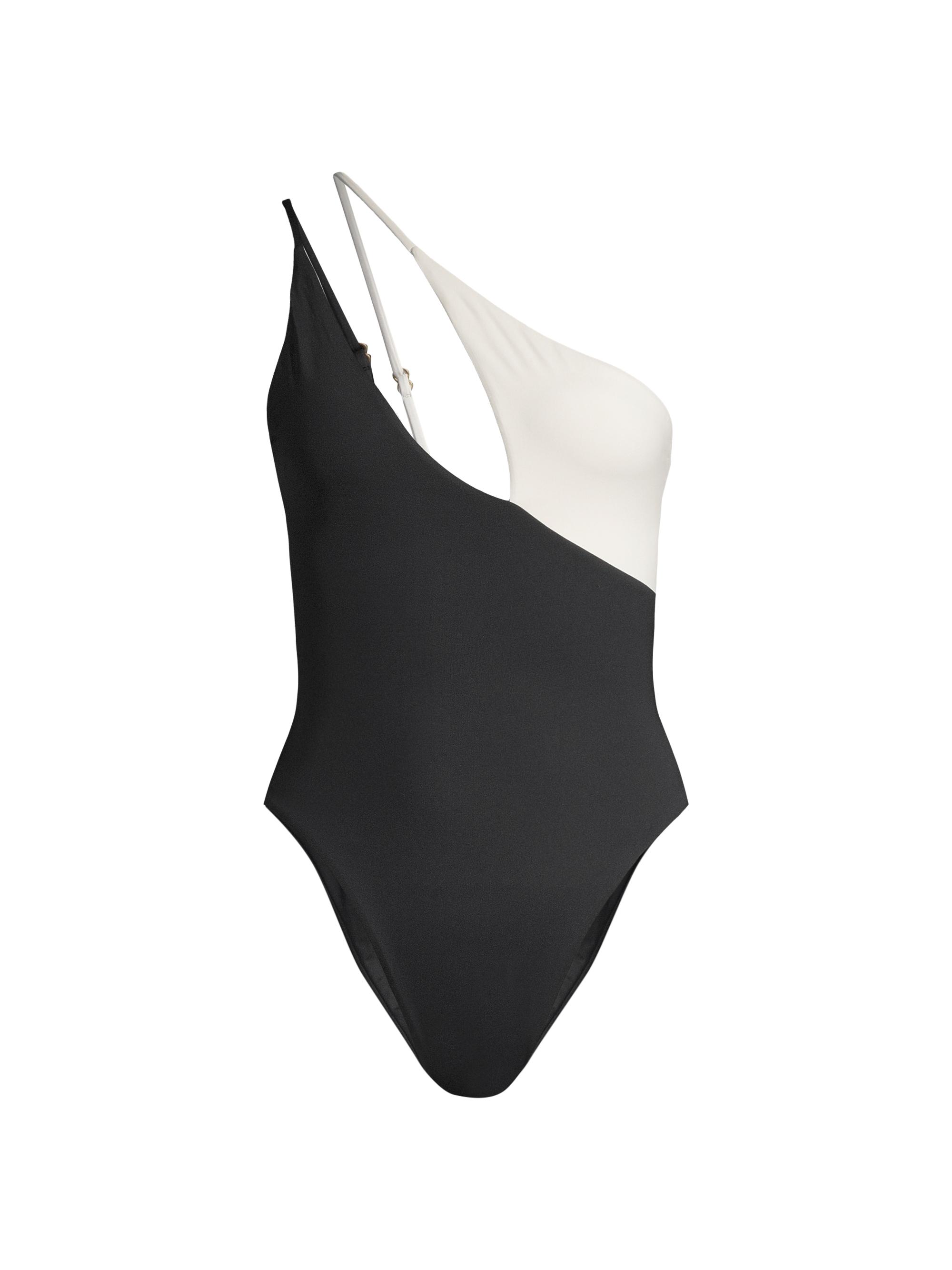 LSpace Women's Raquel Asymmetric One-Piece Swimsuit - Black Cream