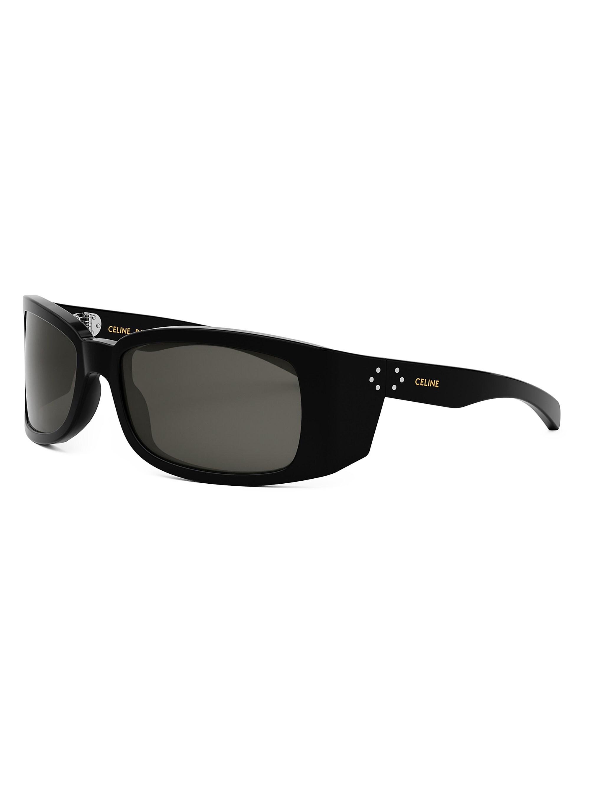 CELINE Men's Bold 62MM Mask Sunglasses - Shiny Black Smoke