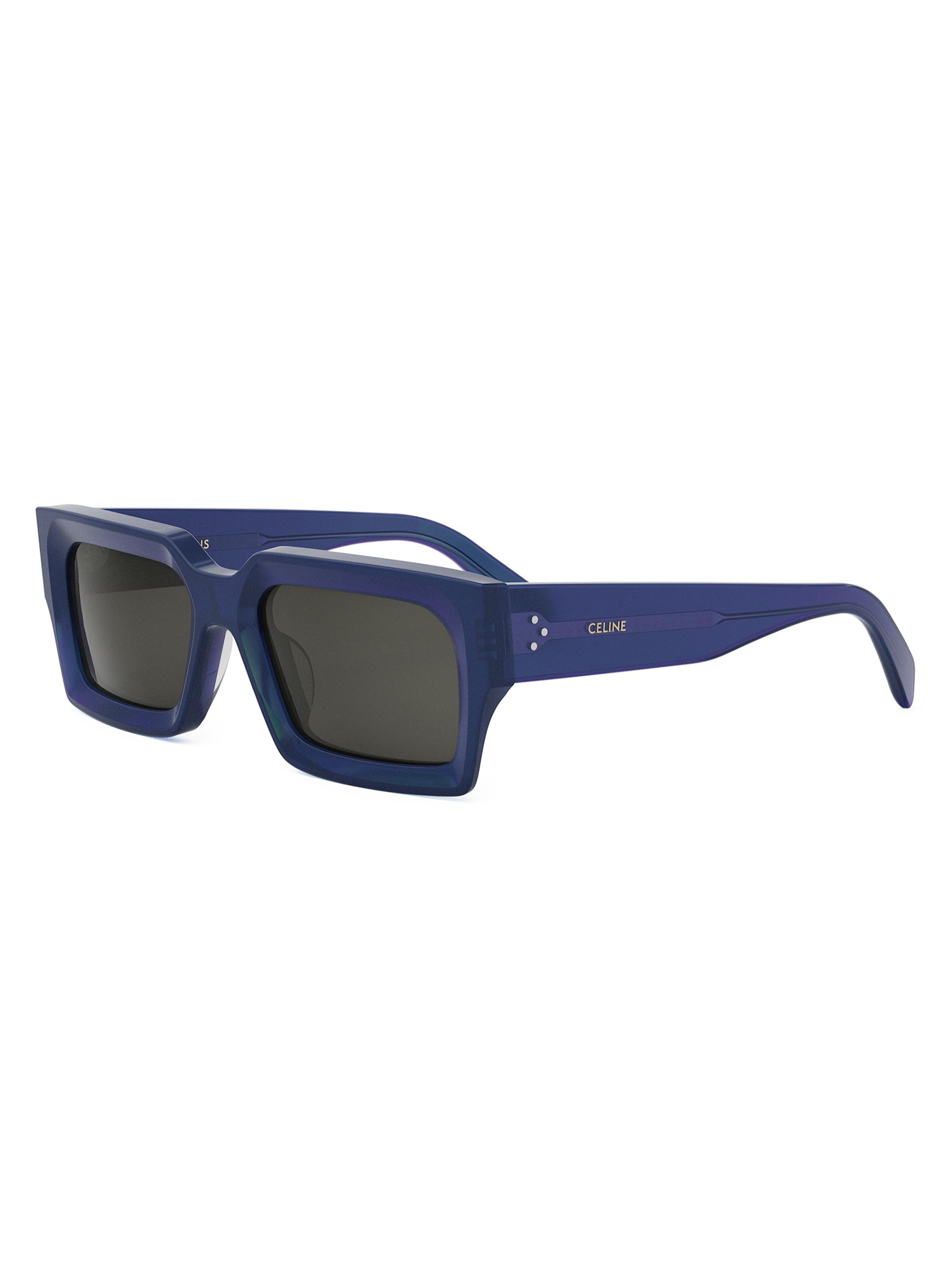 CELINE Men's Bold 3 Dots 54MM Rectangular Sunglasses - Shiny Blue