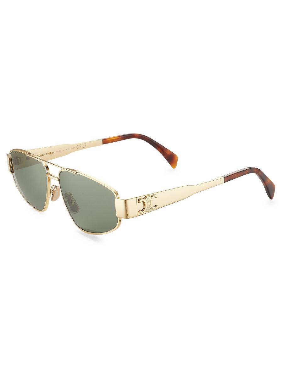 CELINE Metal Triomphe 57MM Pilot Sunglasses | Saks Fifth Avenue