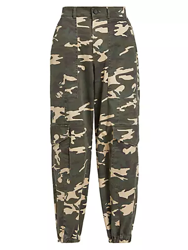 Camouflage Washed Cotton Twill Cargo Joggers