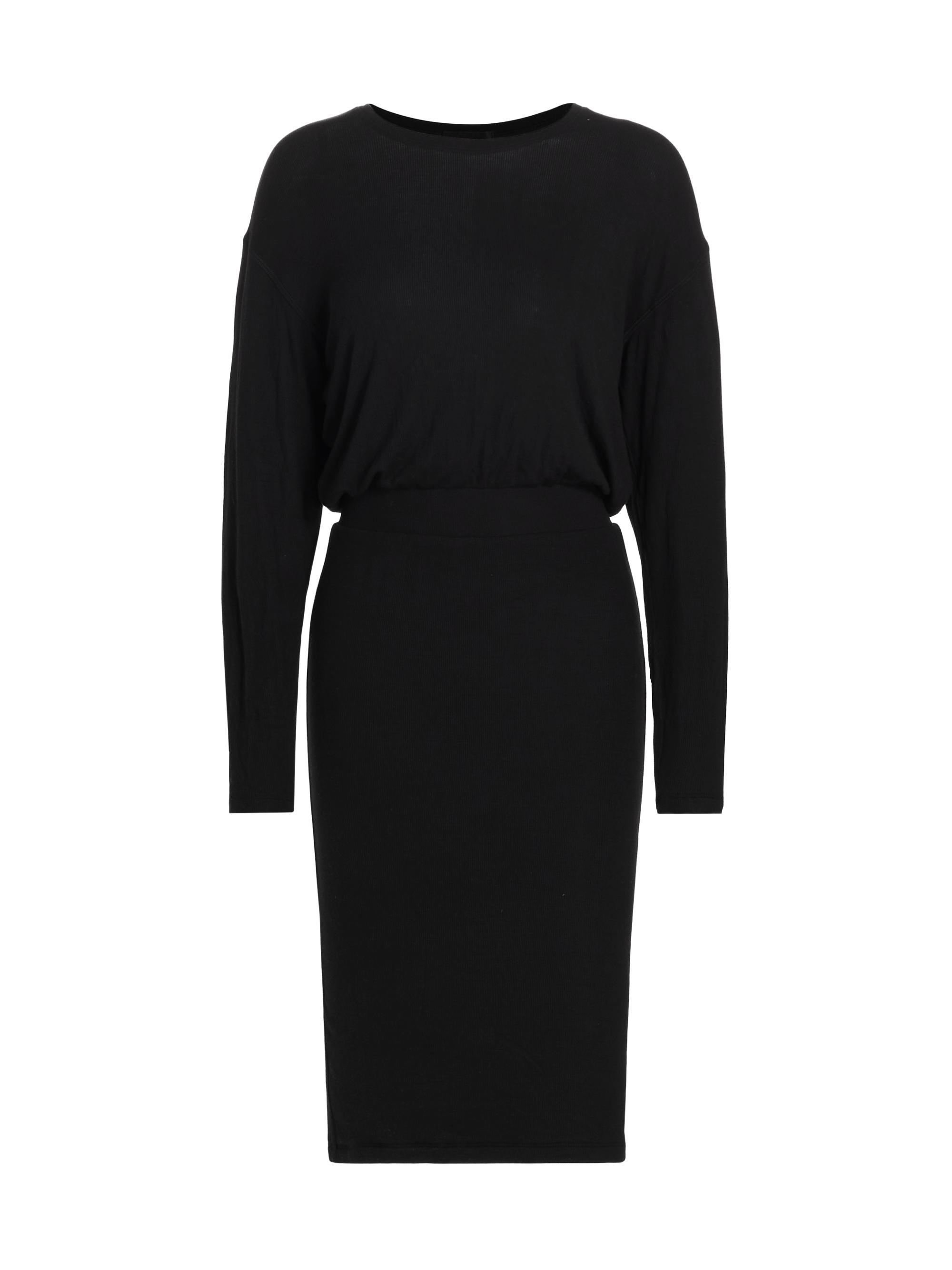 ATM Anthony Thomas Melillo Women's Ruched Long-Sleeve Knee-Length Dress - Black