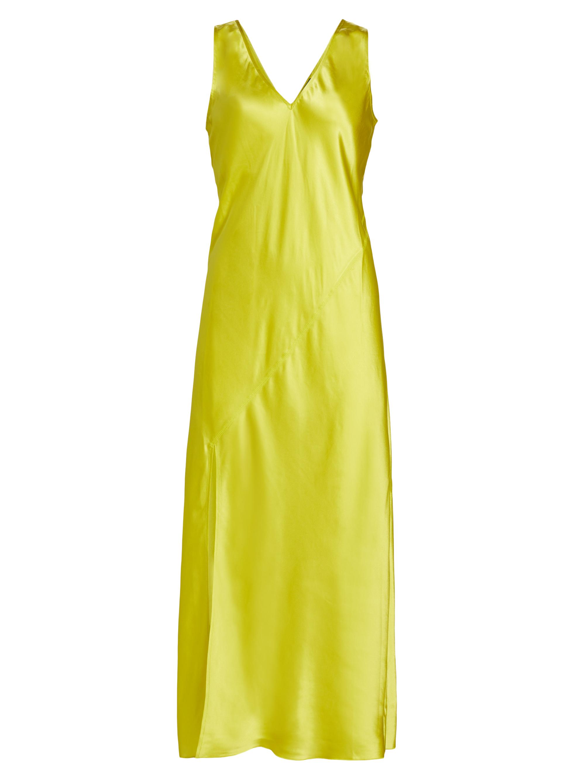 ATM Anthony Thomas Melillo Women's Silk Charmeuse Bias-Cut Dress - Chartreuse Yellow