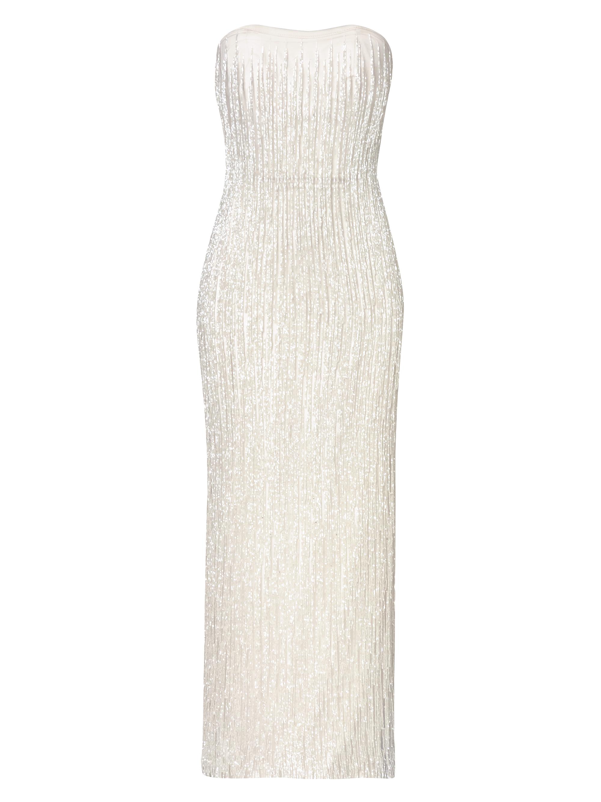 Baobab Women's Sarakiniko Magia Fringed Strapless Maxi Dress - Nevada