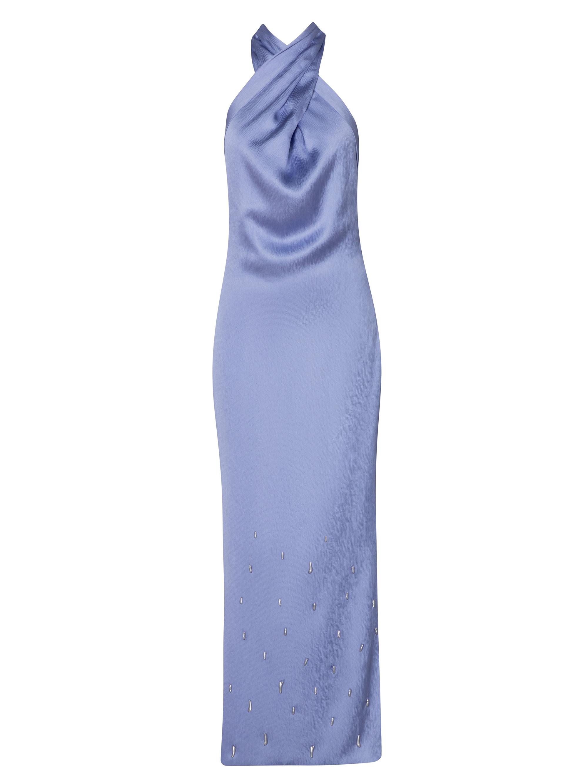Baobab Women's Sarakiniko Amorino Satin Halter Maxi Dress - Lilac Blue