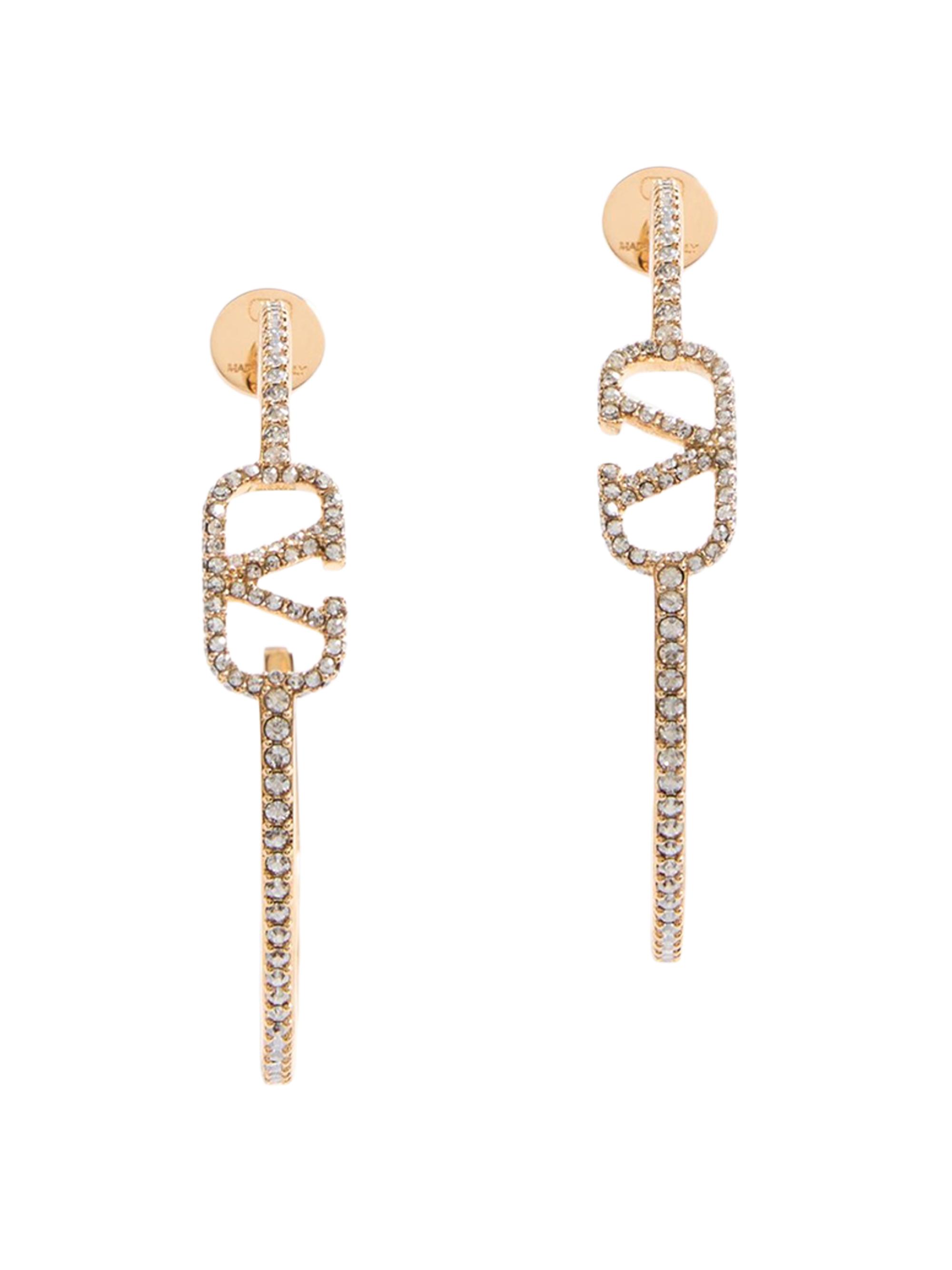 Valentino Garavani Women's VLogo Signature Metal and Swarovski Crystal Earrings - Gold