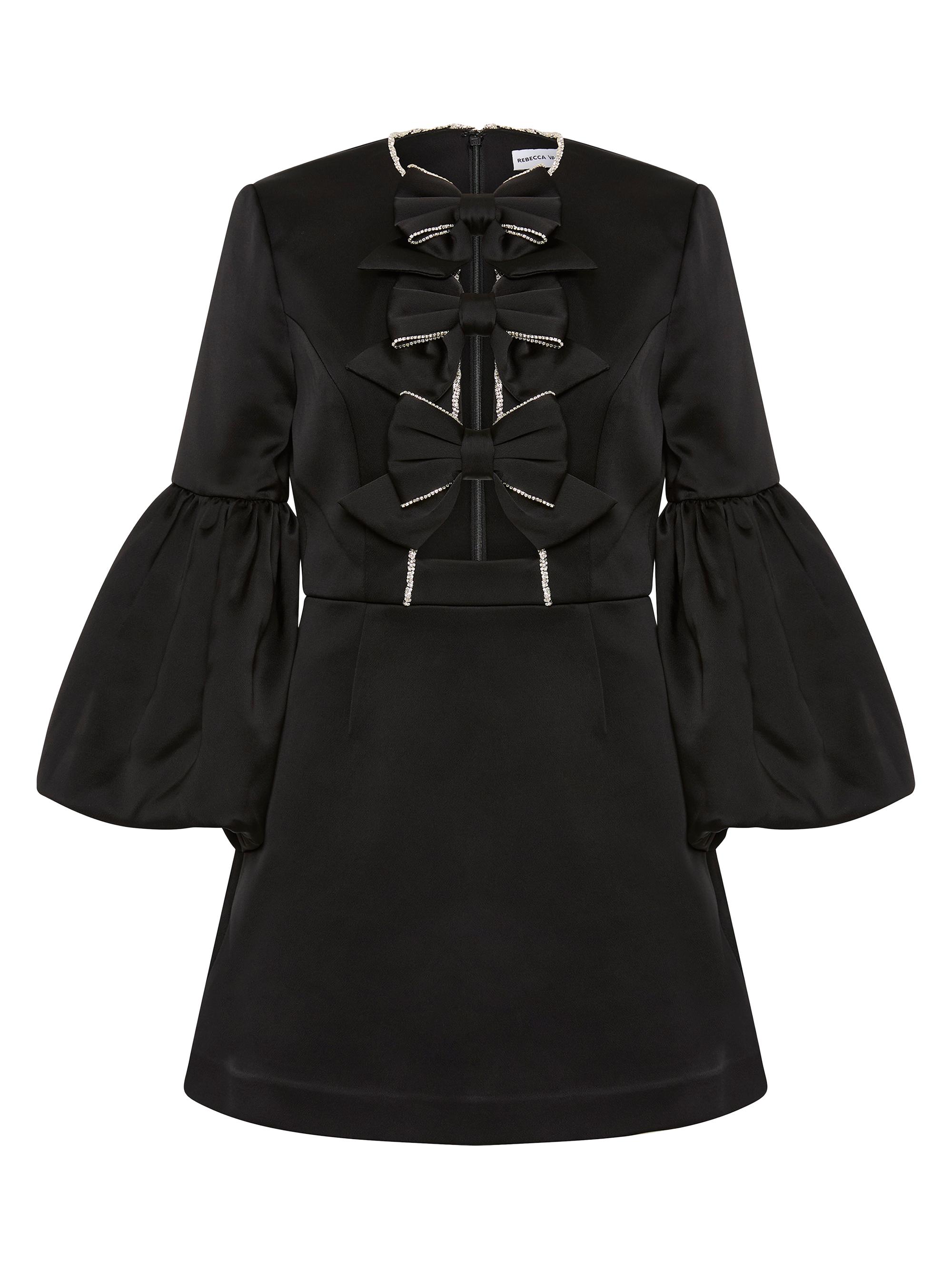 Rebecca Vallance Women's Augustine Puff-Sleeve Bow Minidress - Black