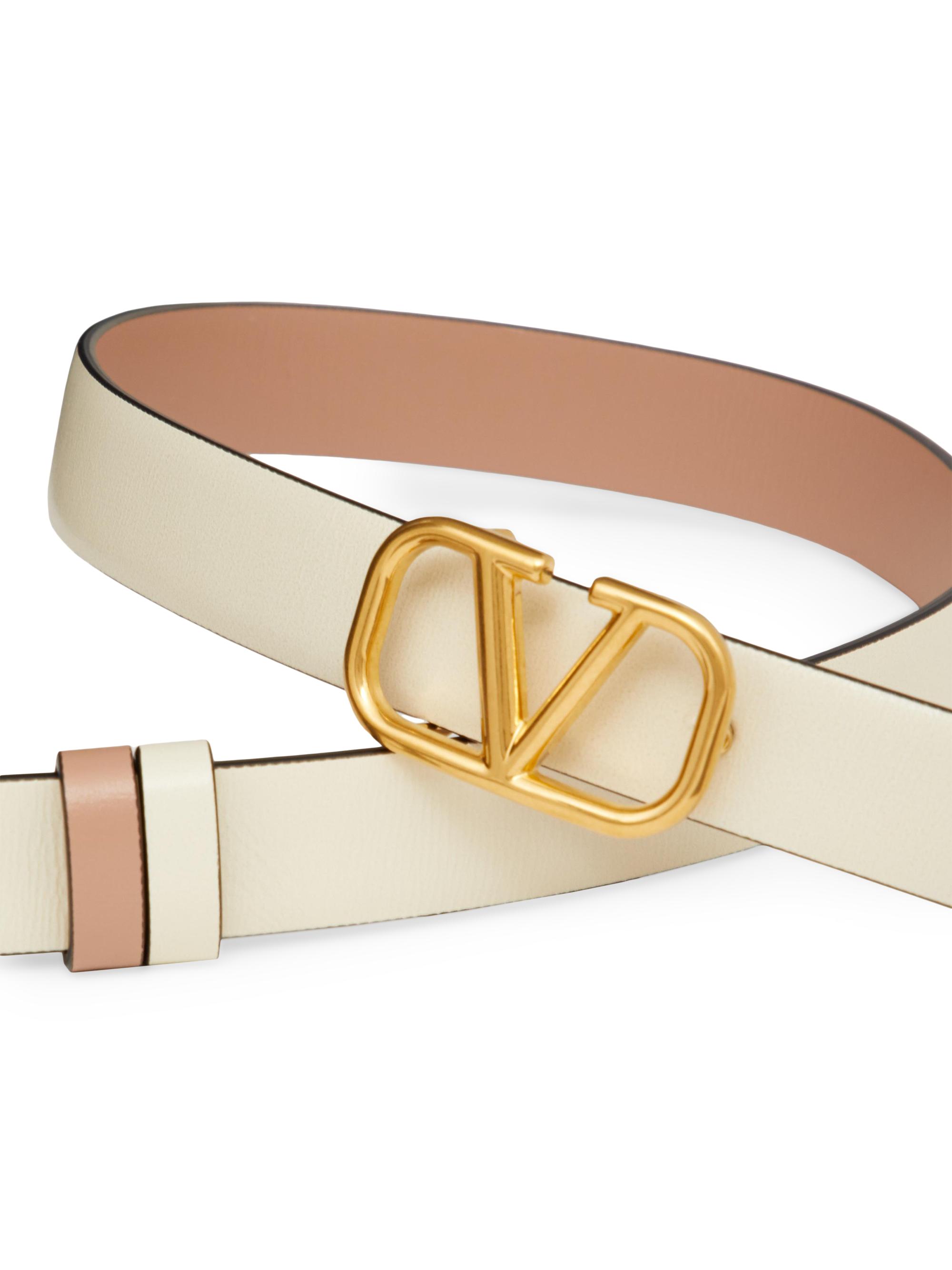 Valentino Garavani Pink VLogo Reversible Belt