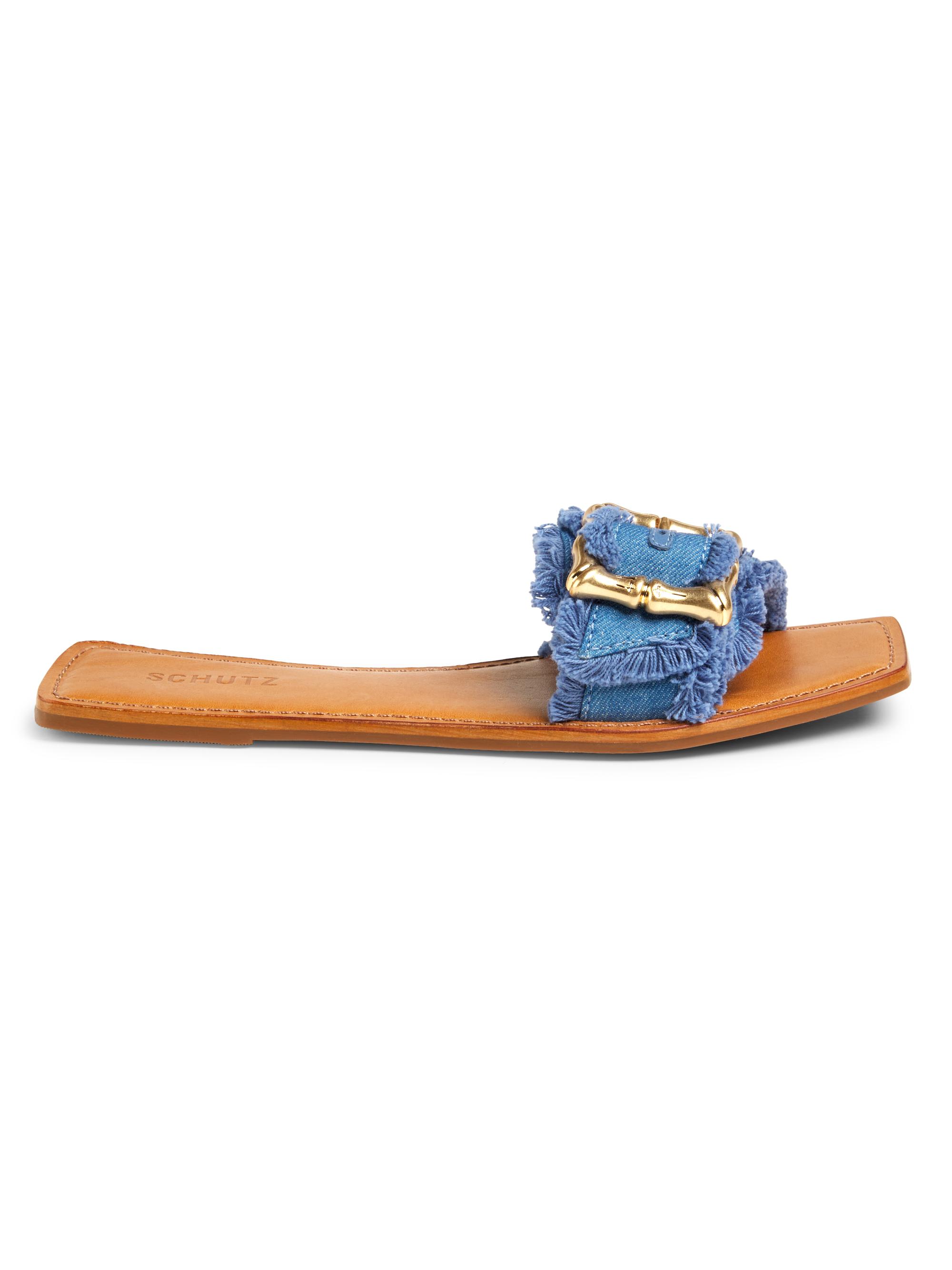 Schutz Women's Enola Denim Slides - Azul Summer Jeans  Sandals