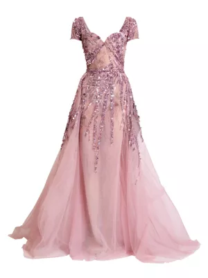 Shop Zuhair Murad Miami Sequined Tulle Gown | Saks Fifth Avenue