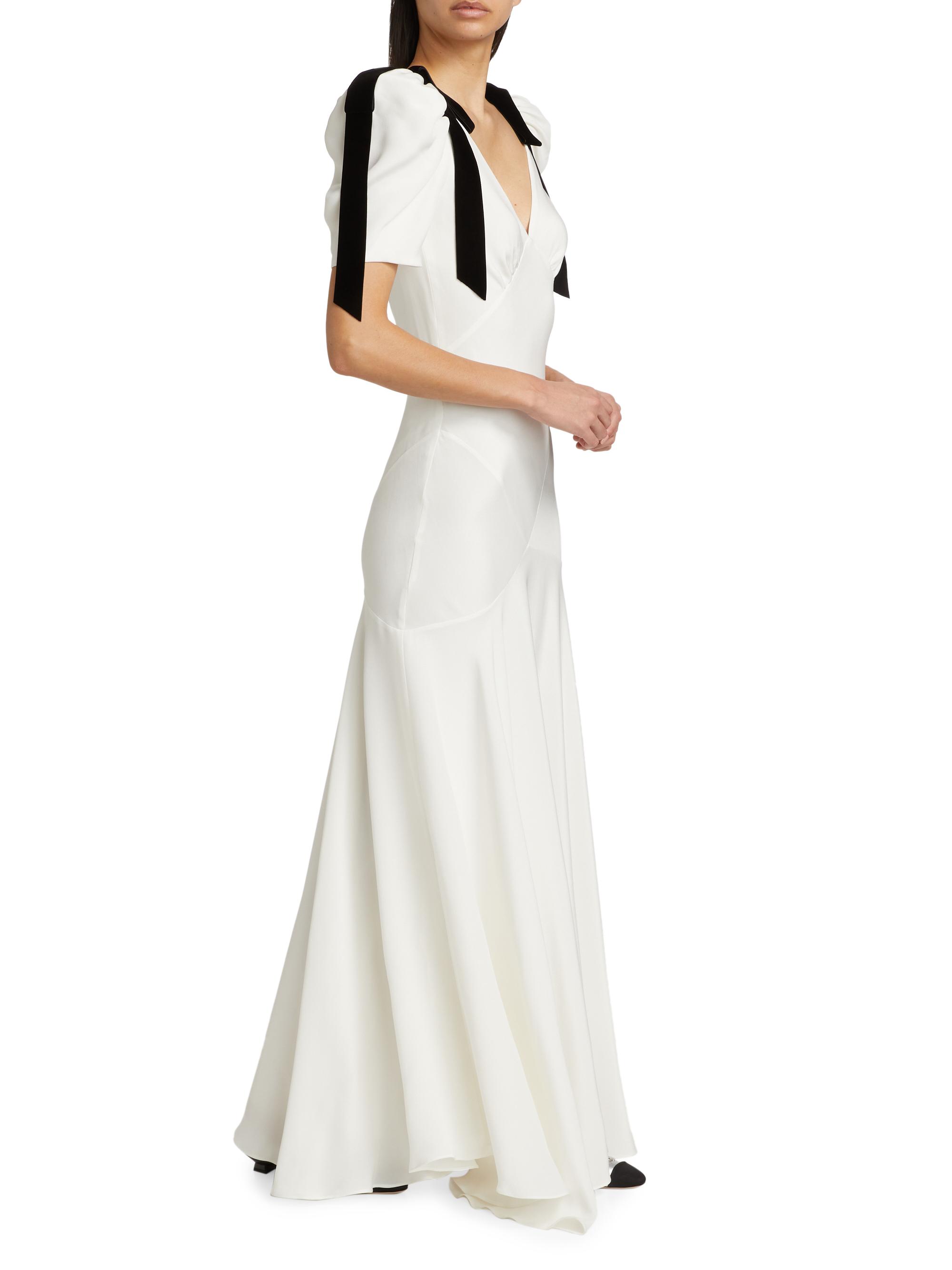 Rodarte Velvet Ribbon Bow Silk Crepe Bias-Cut Gown | Saks Fifth Avenue