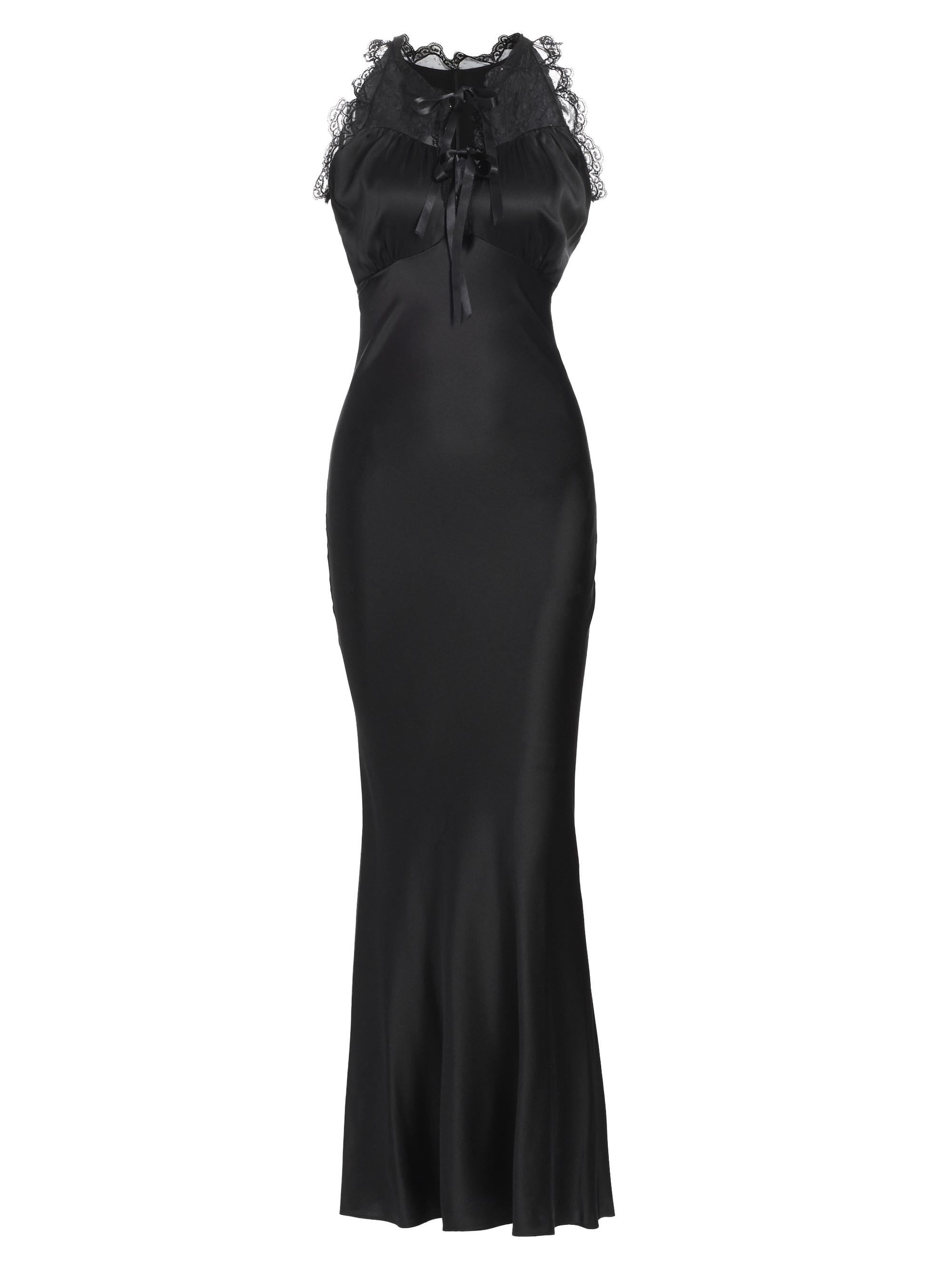 Rodarte Women's Lace-Embellished Silk Gown - Black