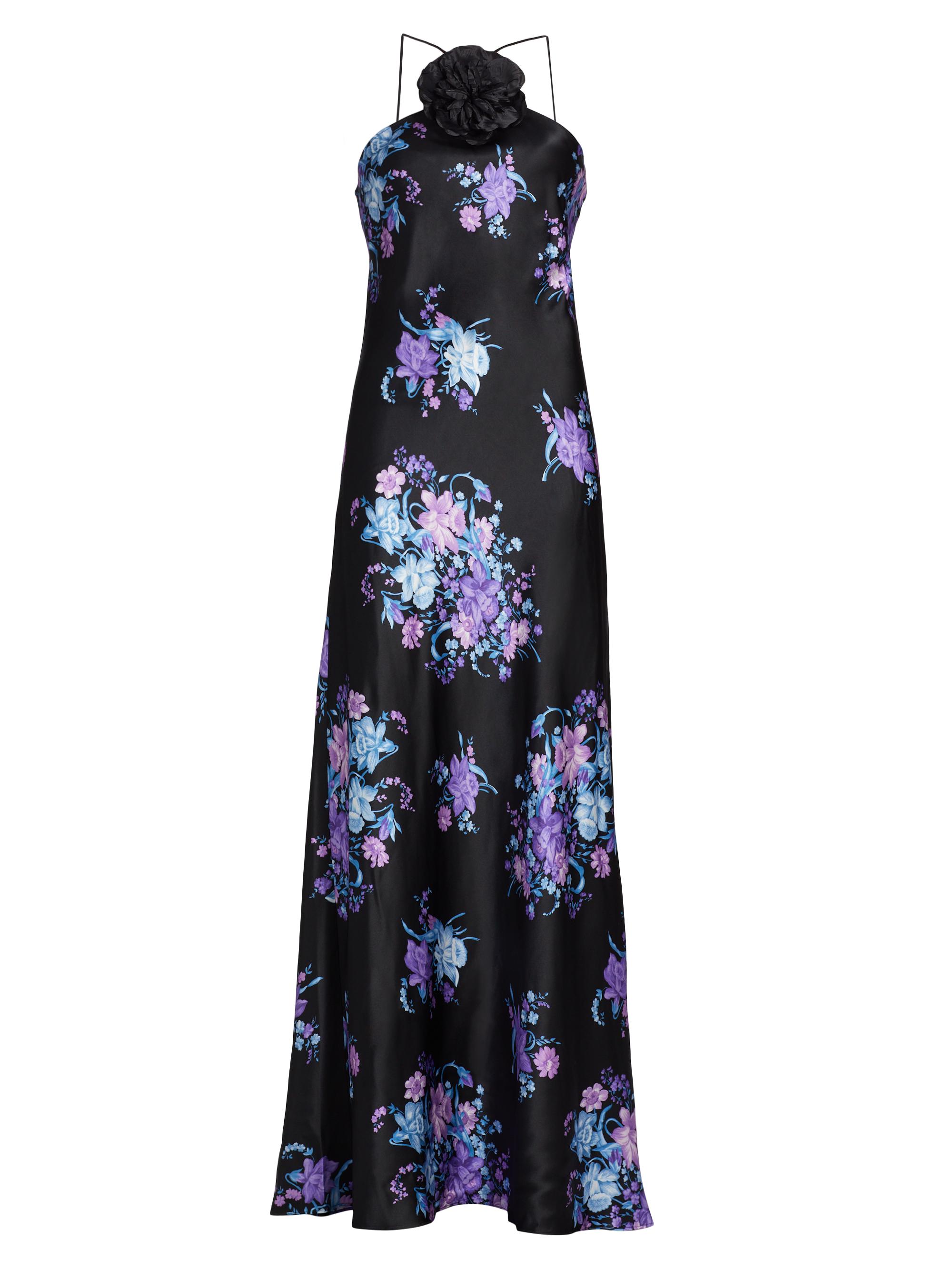 Rodarte Women's Floral Silk Halter Gown - Black