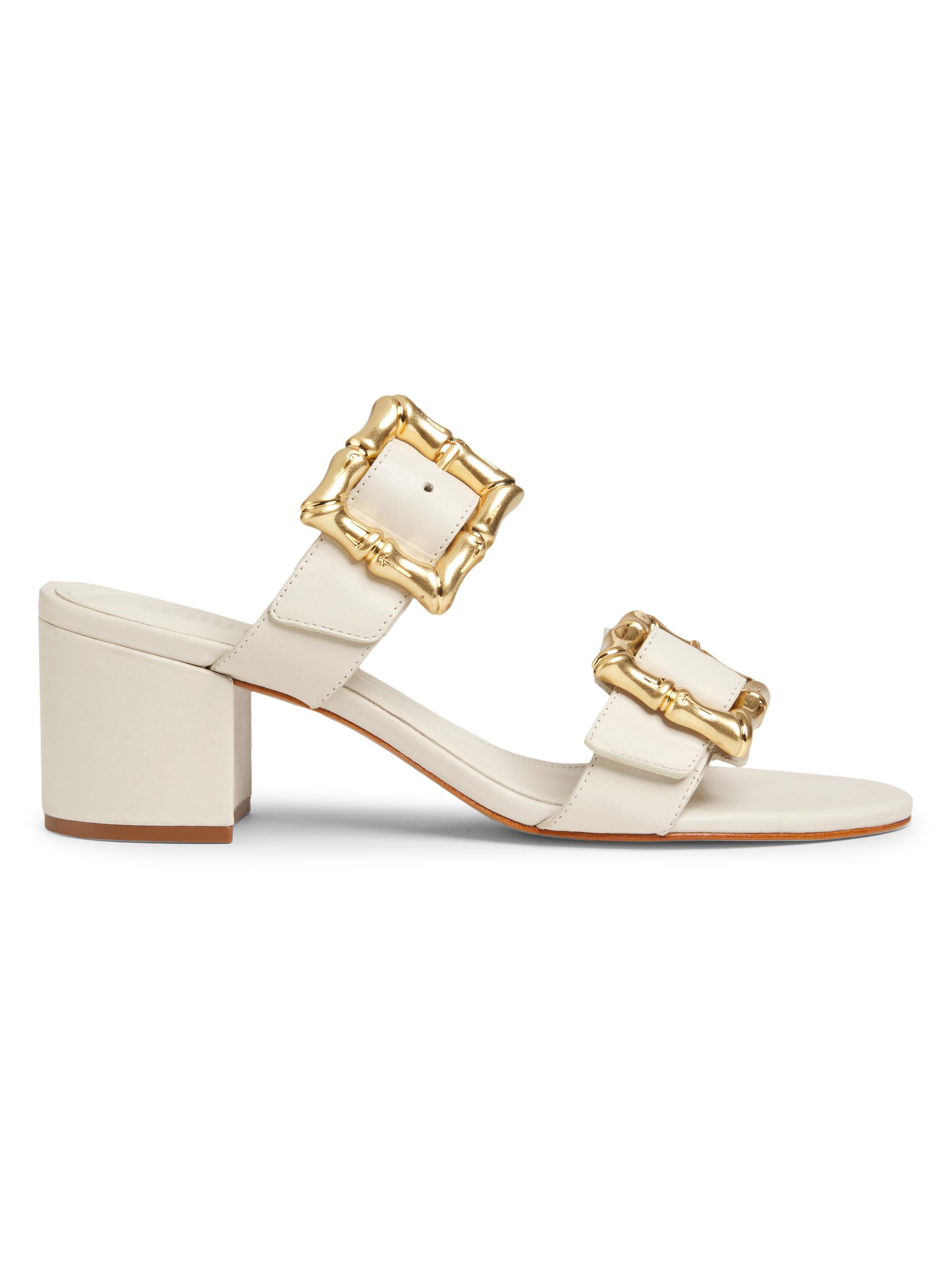 Schutz Women's Enola 63MM Leather Block-Heel Sandals - Pearl
