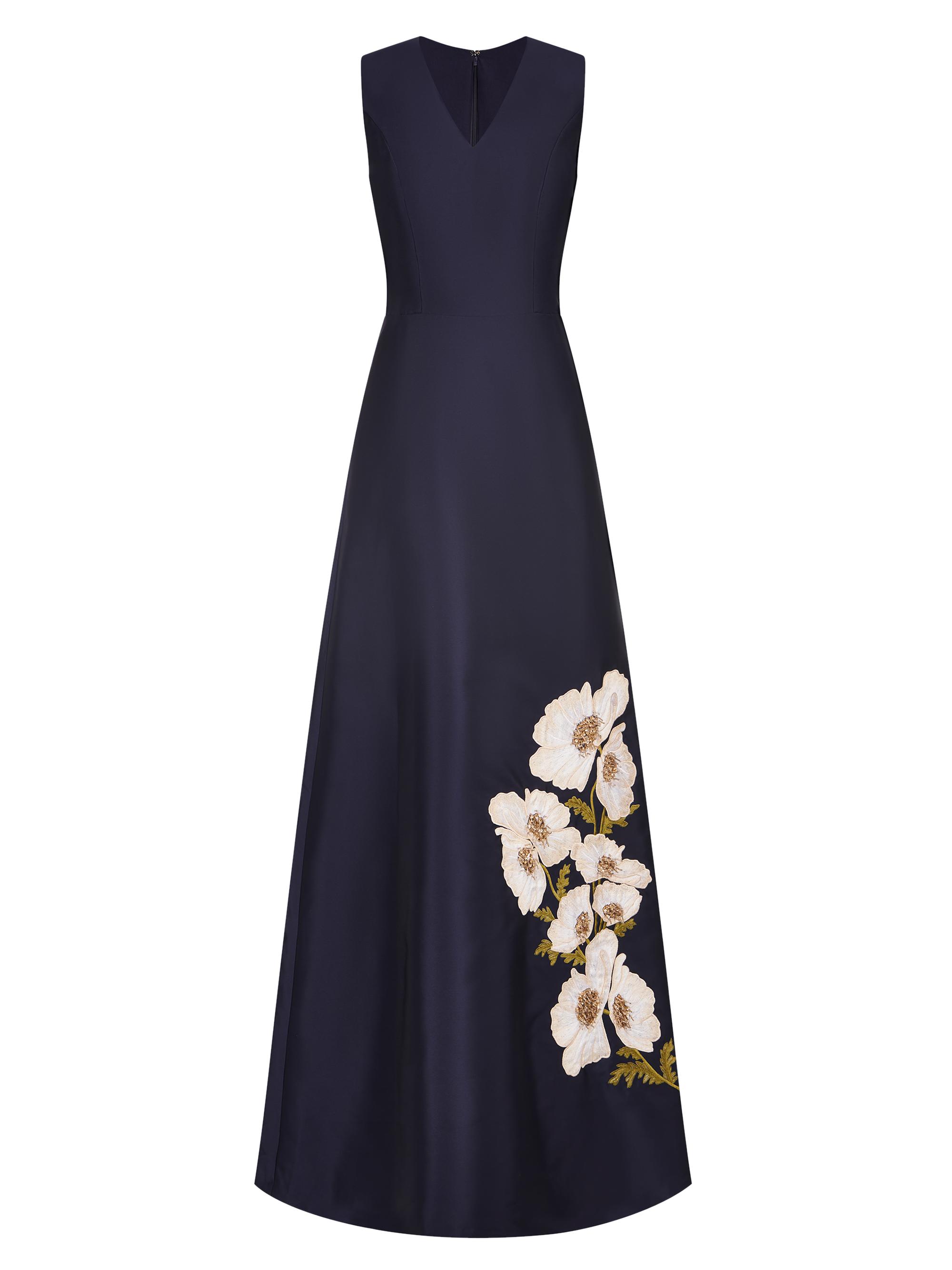 Kay Unger Women's Aurelia Mikado V-Neck Gown - Dark Navy