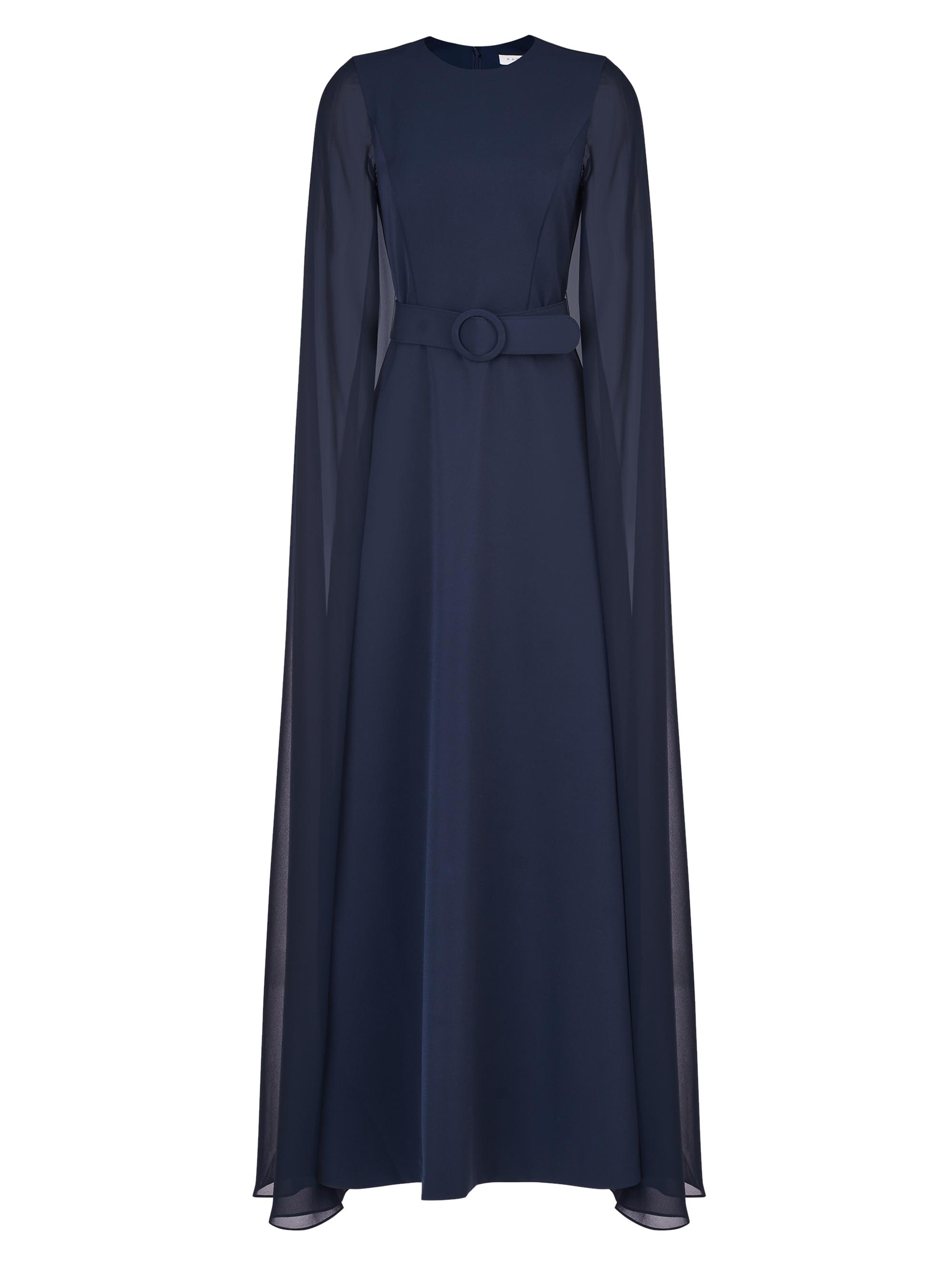 Kay Unger Women's Freya Crepe Cape Gown - Dark Navy