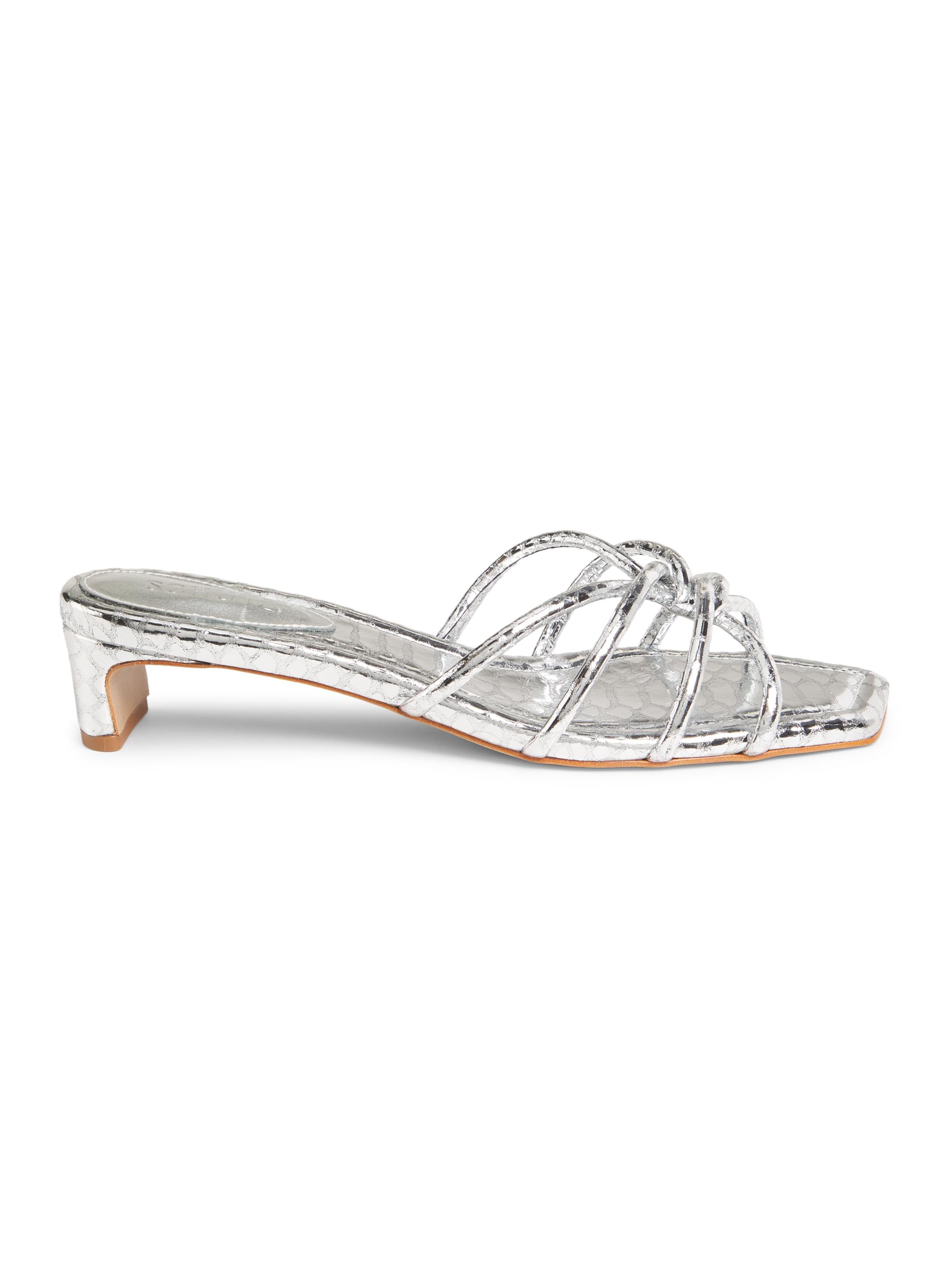 Schutz Women's Rachel 38MM Metallic Leather Strappy Sandals - Prata
