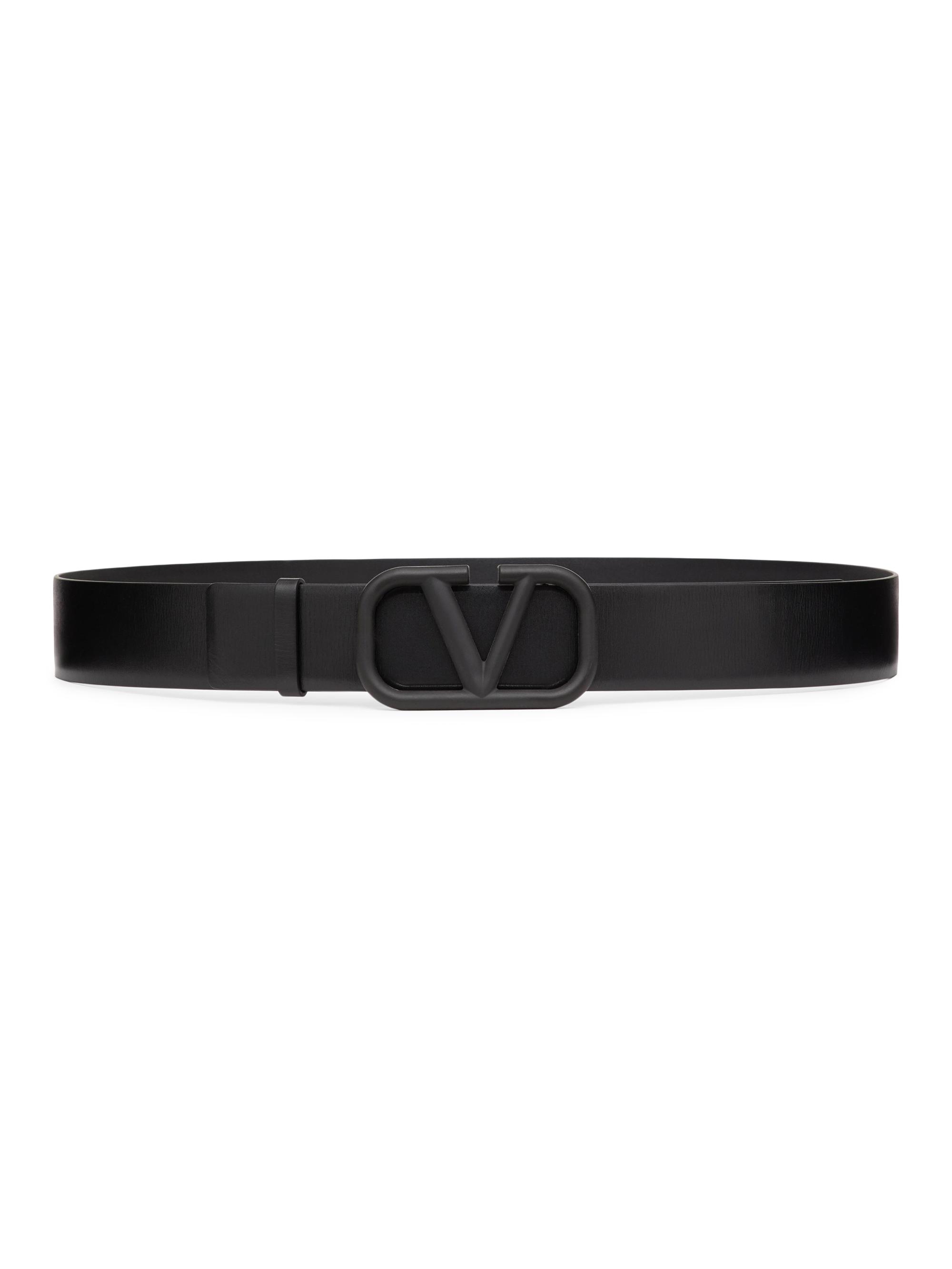 Valentino Garavani Men's VLogo Signature Calfskin Belt - Black