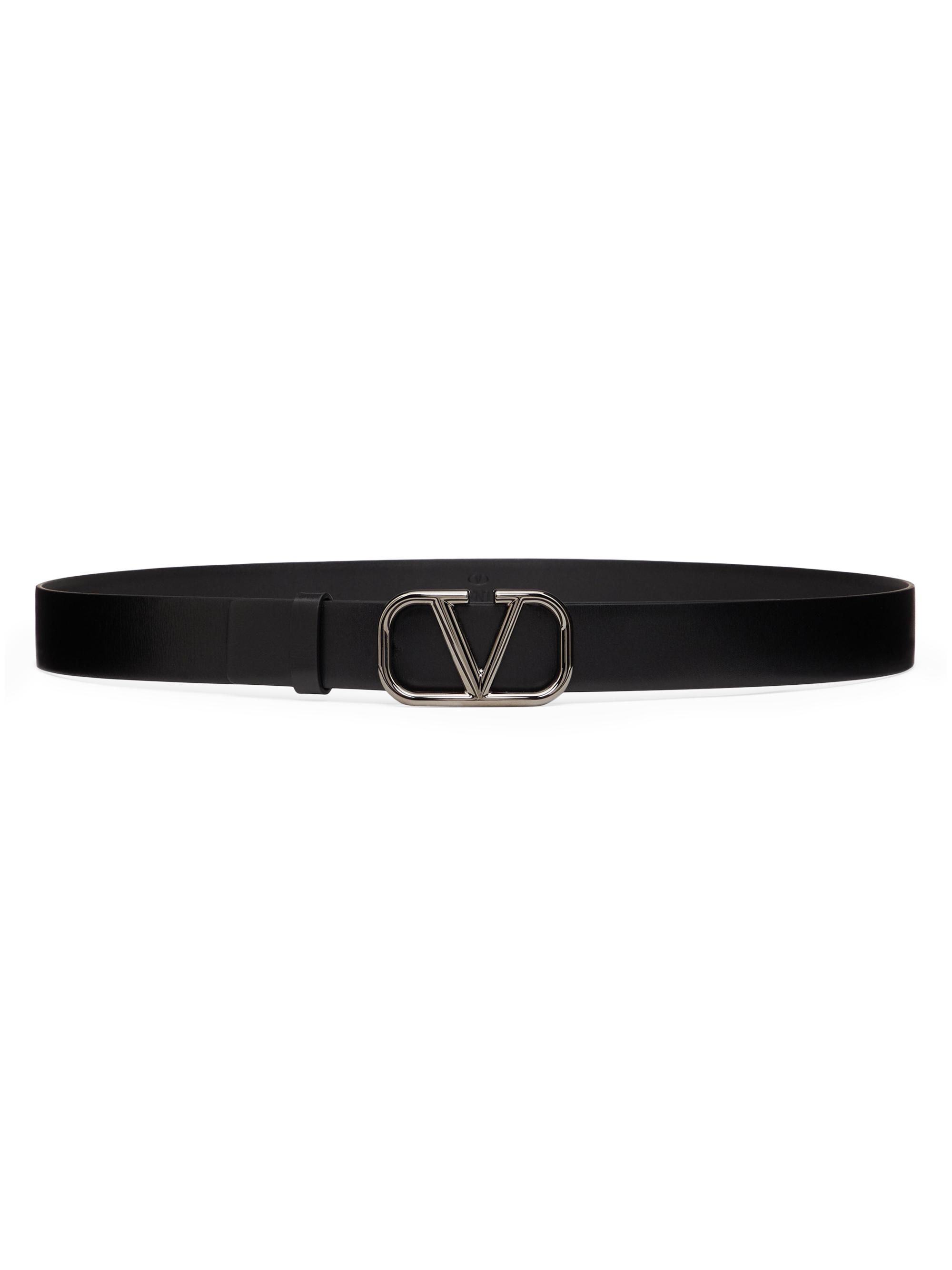 Valentino Garavani Men's VLogo Signature Calfskin Belt 30 MM - Black