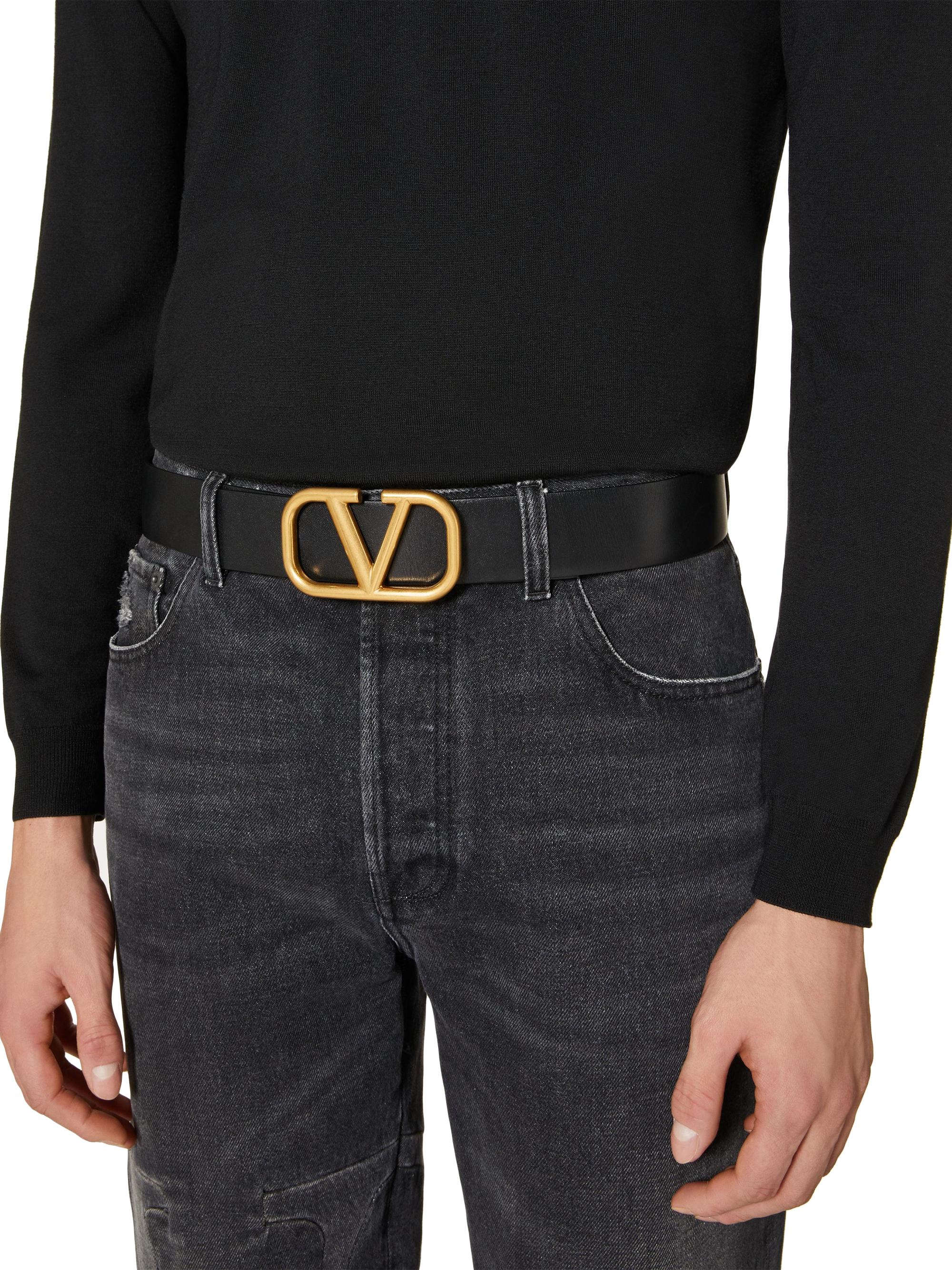 Valentino Garavani Black Calf Leather Bos Taurus Belt main image 1