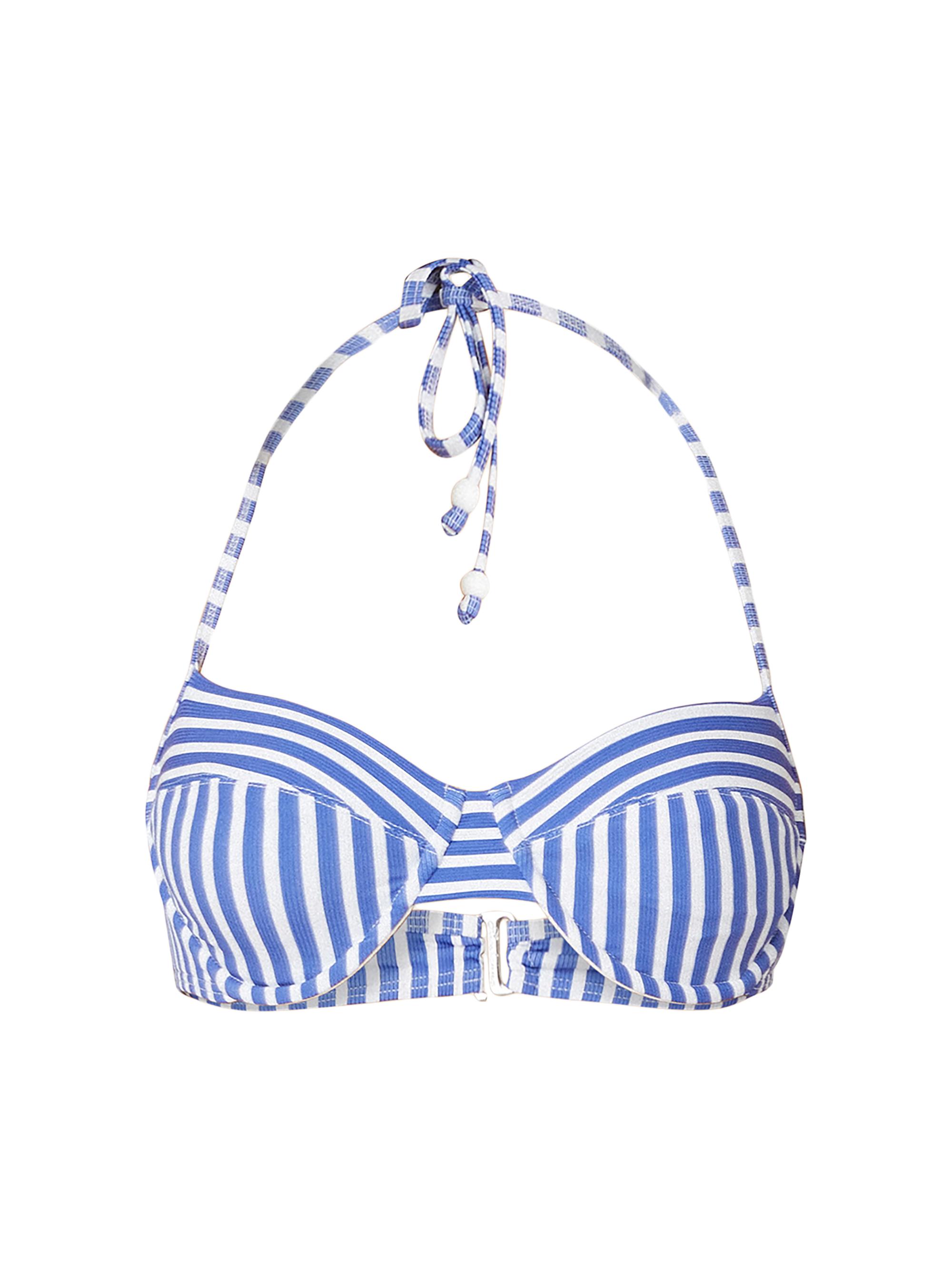 Shoshanna Women's Striped Halterneck Bikini Top - Sea Blue Optic