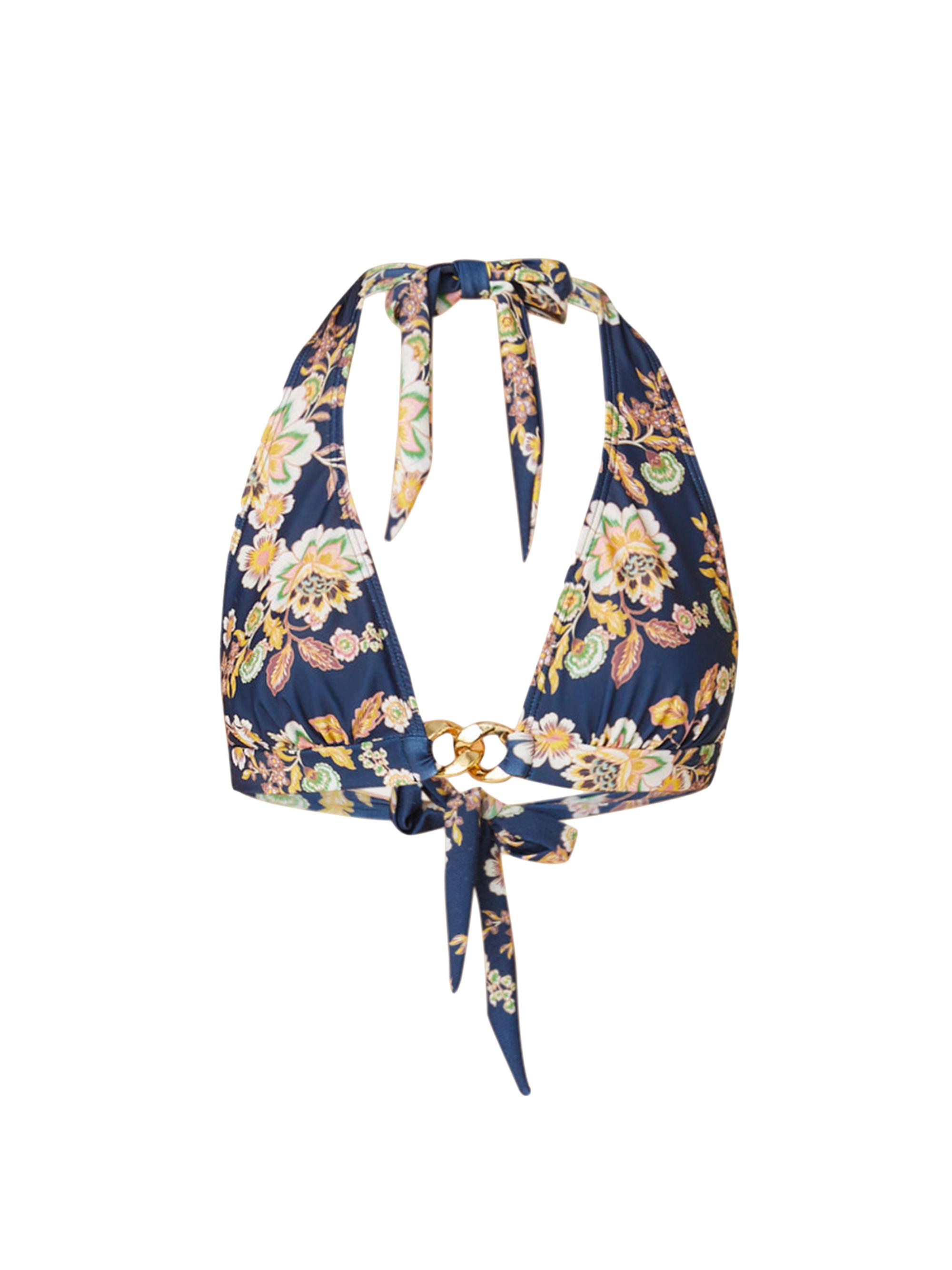 Shoshanna Women's Chain-Link Halterneck Bikini Top - Navy Multi