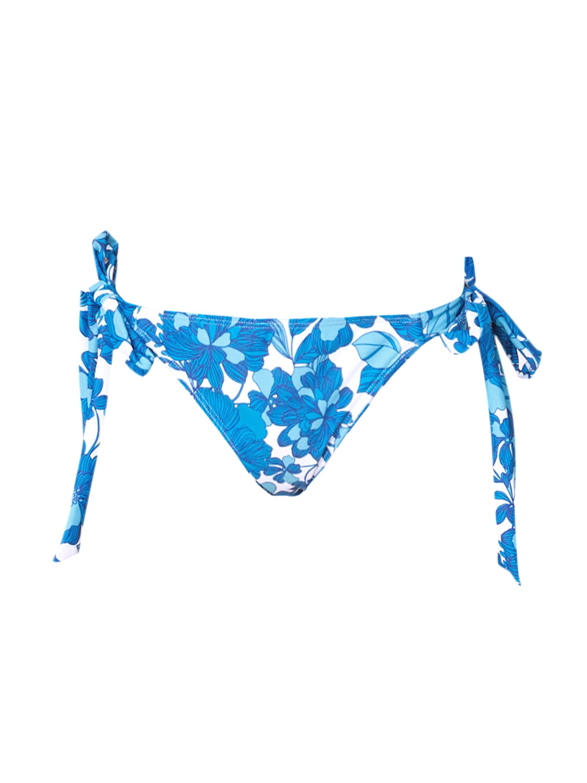 Shoshanna Women's Floral Side-Tie Bikini Bottom - Bright Blue Optic
