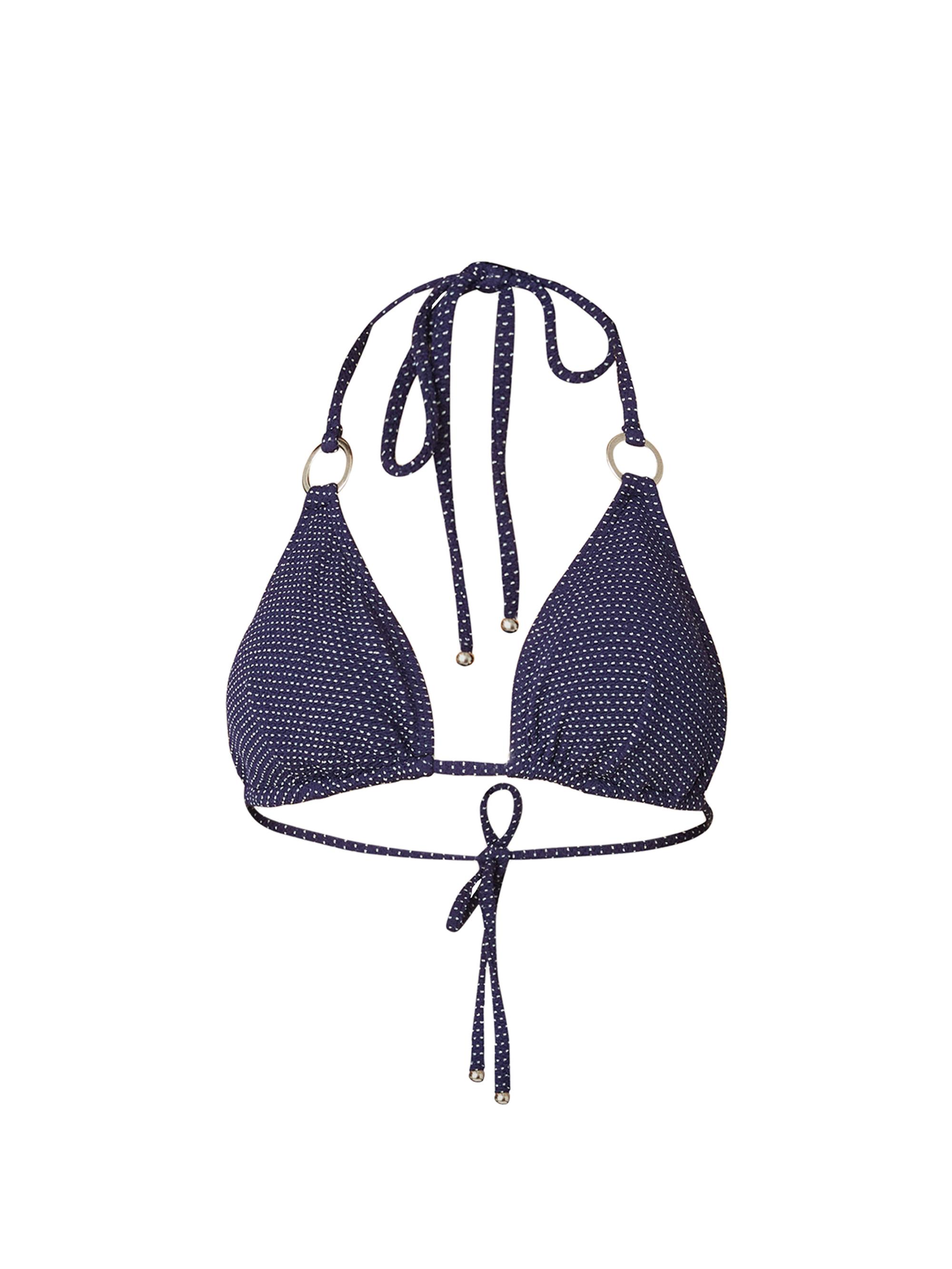 Shoshanna Women's Metallic Polka Dot Triangle Bikini Top - Navy Silver