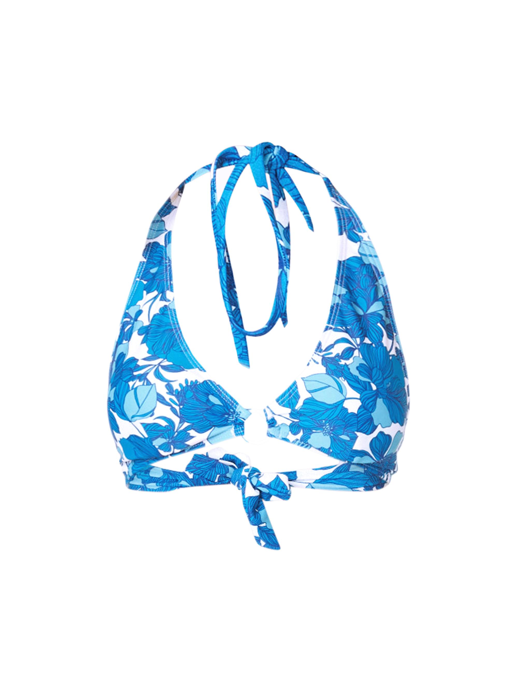 Shoshanna Women's Floral Halterneck Bikini Top - Bright Blue Optic