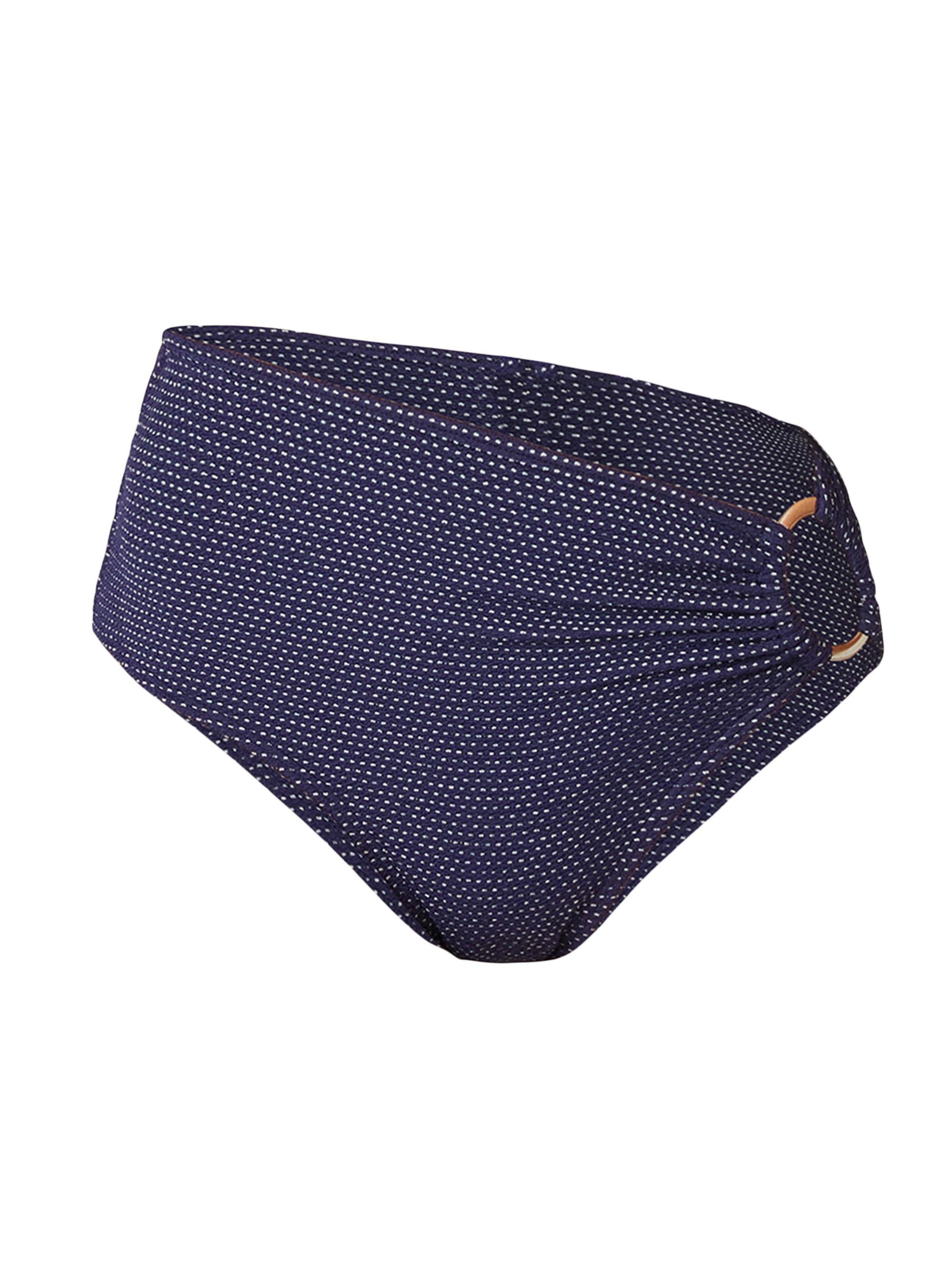 Shoshanna Women's Side-Ring High-Waist Bikini Bottom - Navy Silver