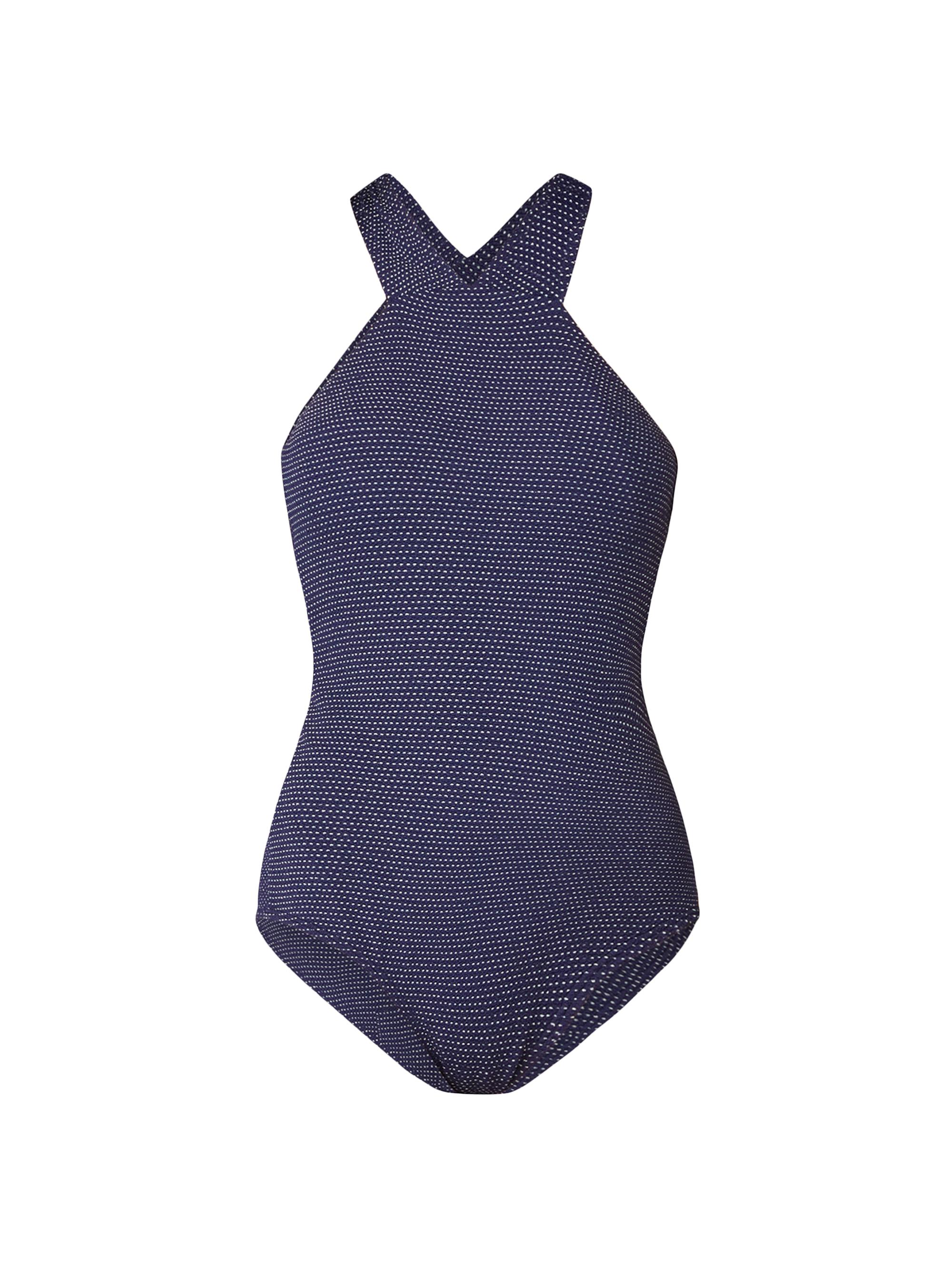 Shoshanna Women's Polka Dot Crossover-Strap One-Piece Swimsuit - Navy Silver