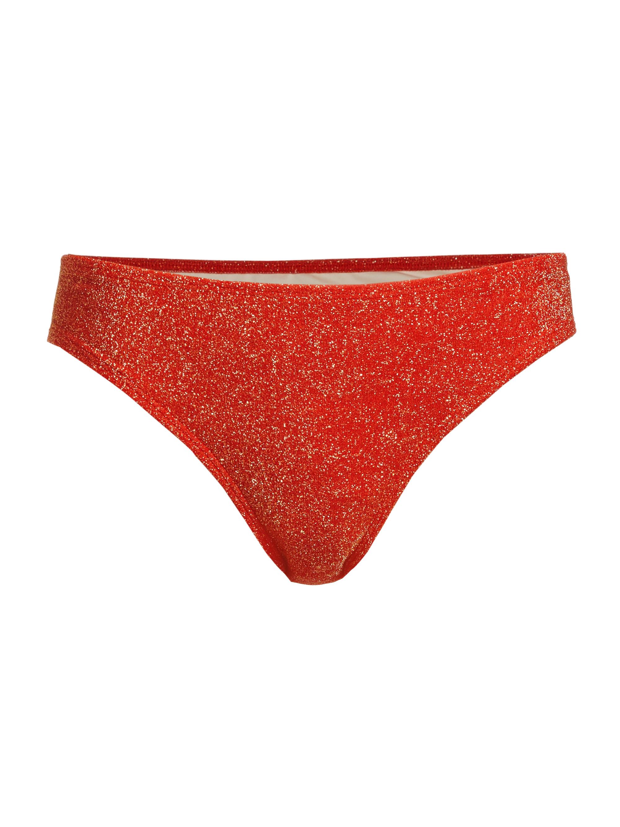 Shoshanna Women's Metallic Mid-Rise Bikini Bottom - Hot Coral