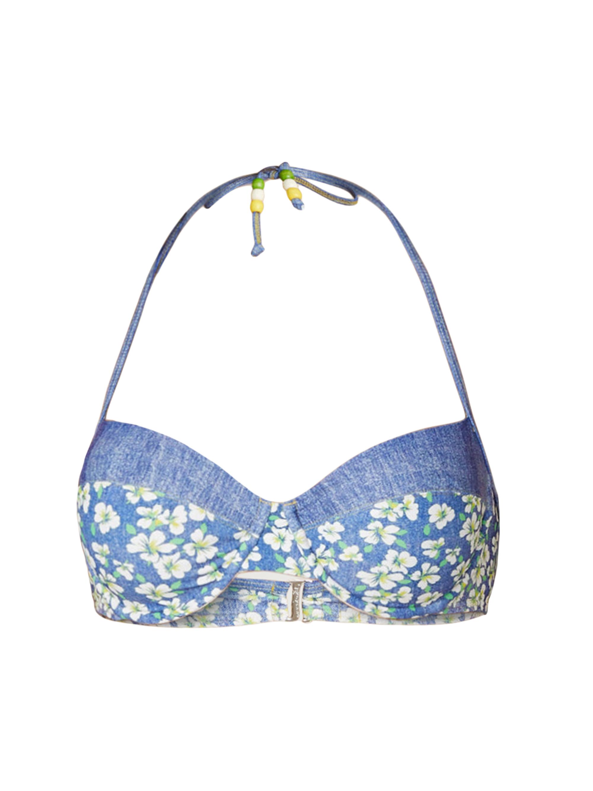 Shoshanna Women's Floral Halterneck Bikini Top - Denim