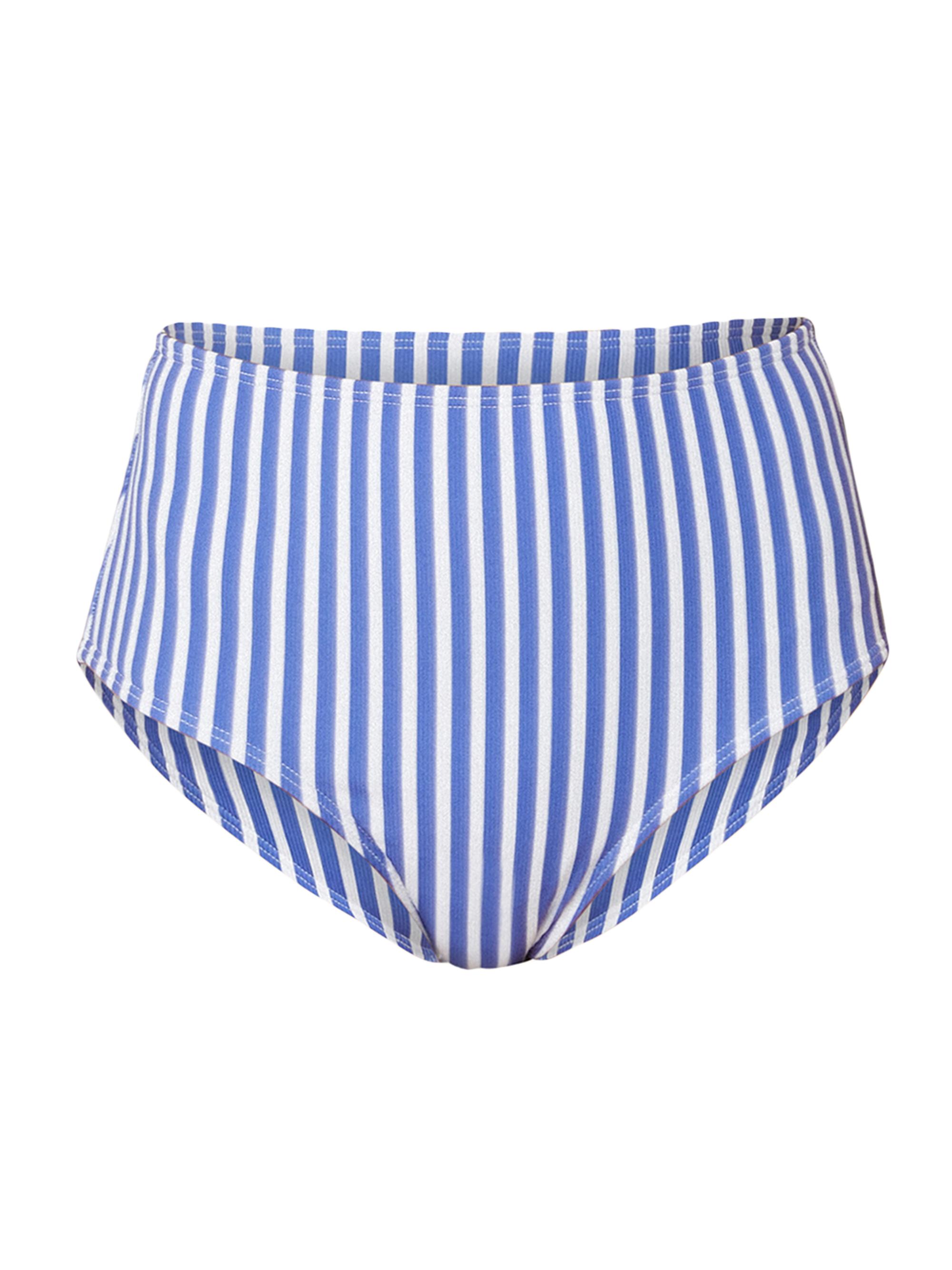 Shoshanna Women's Striped High-Waisted Bikini Bottom - Sea Blue Optic