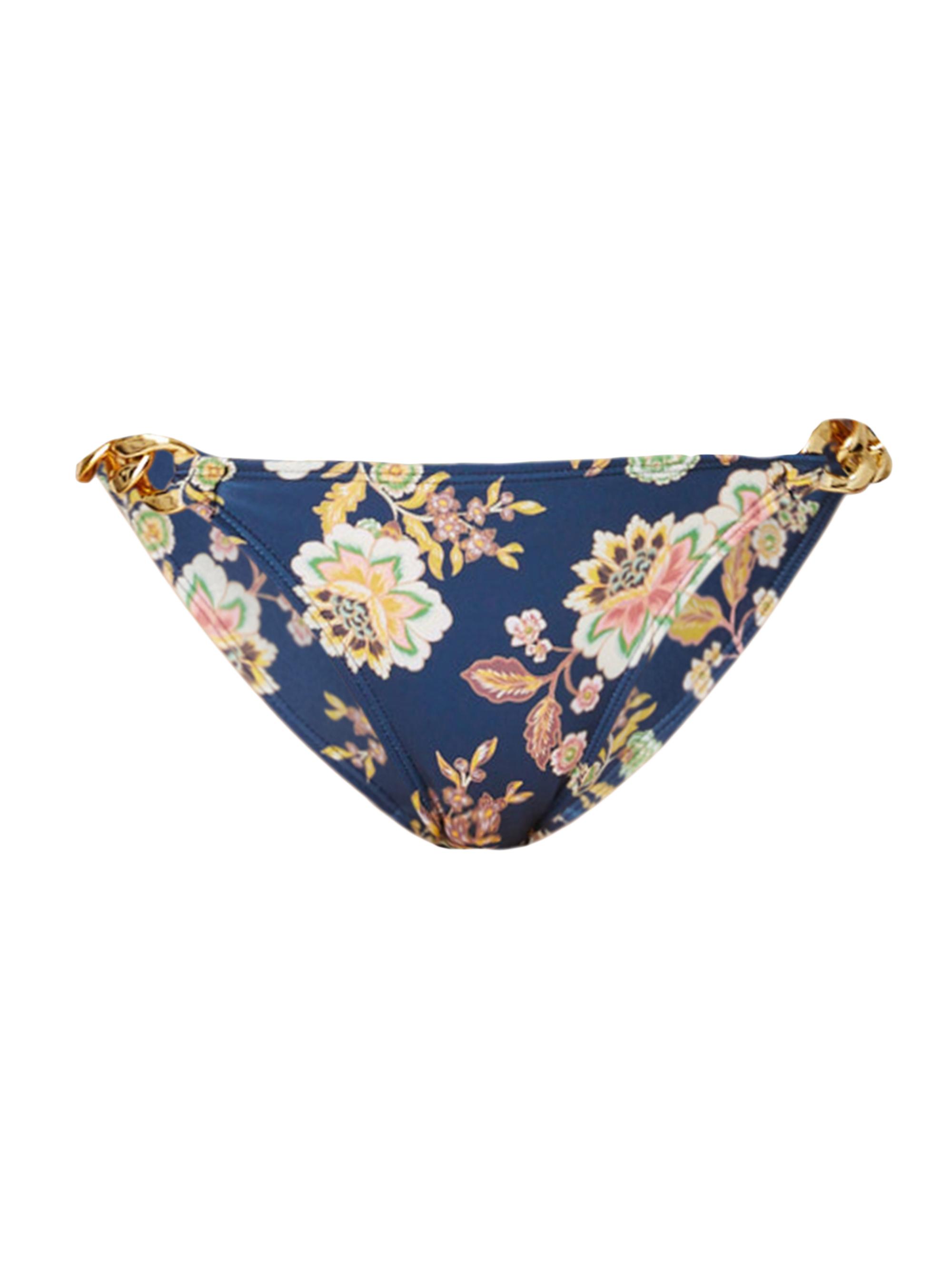 Shoshanna Women's Floral Chain-Link Bikini Bottom - Navy Multi