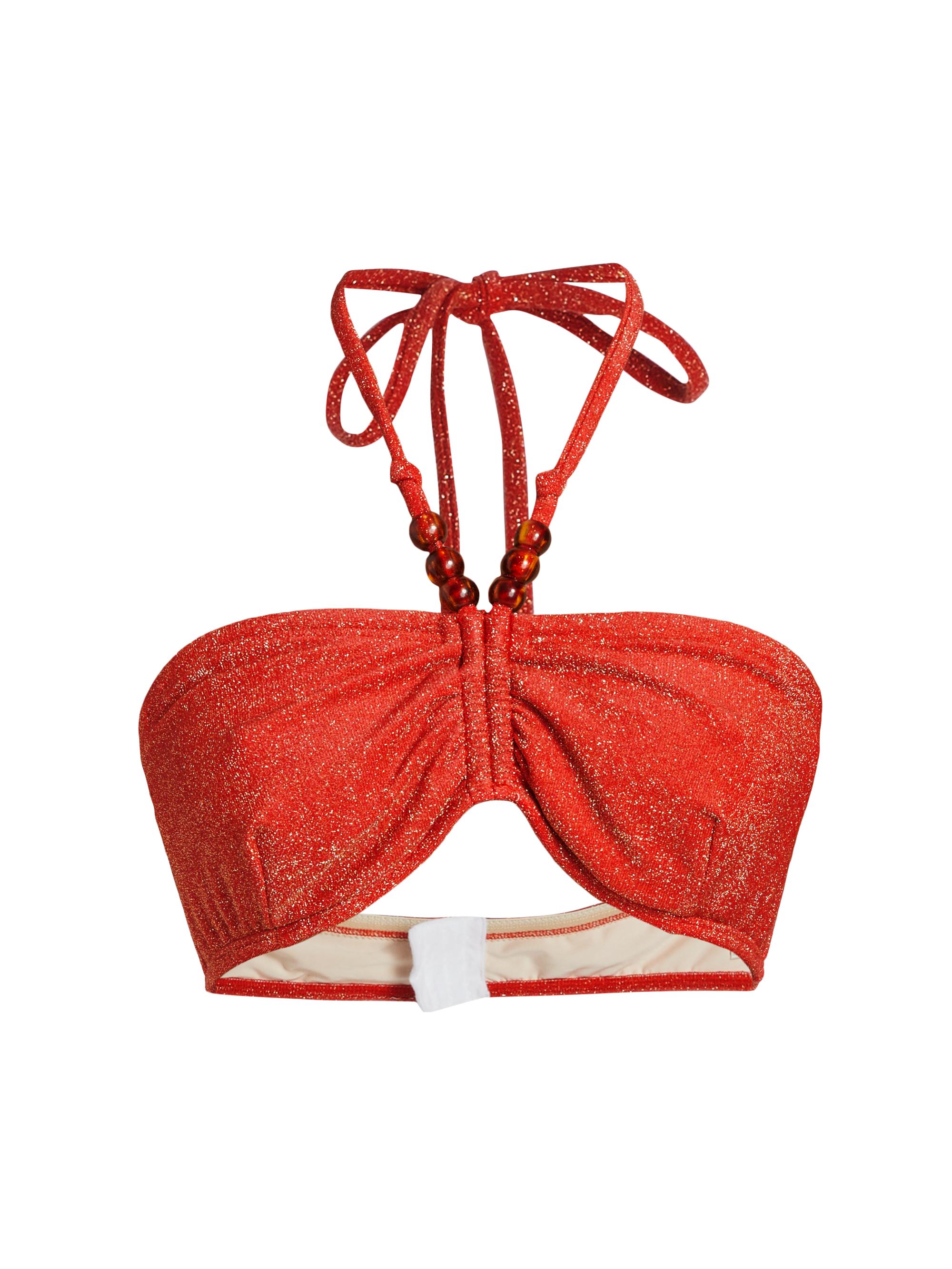 Shoshanna Women's Cinched Bandeau Bikini Top - Hot Coral