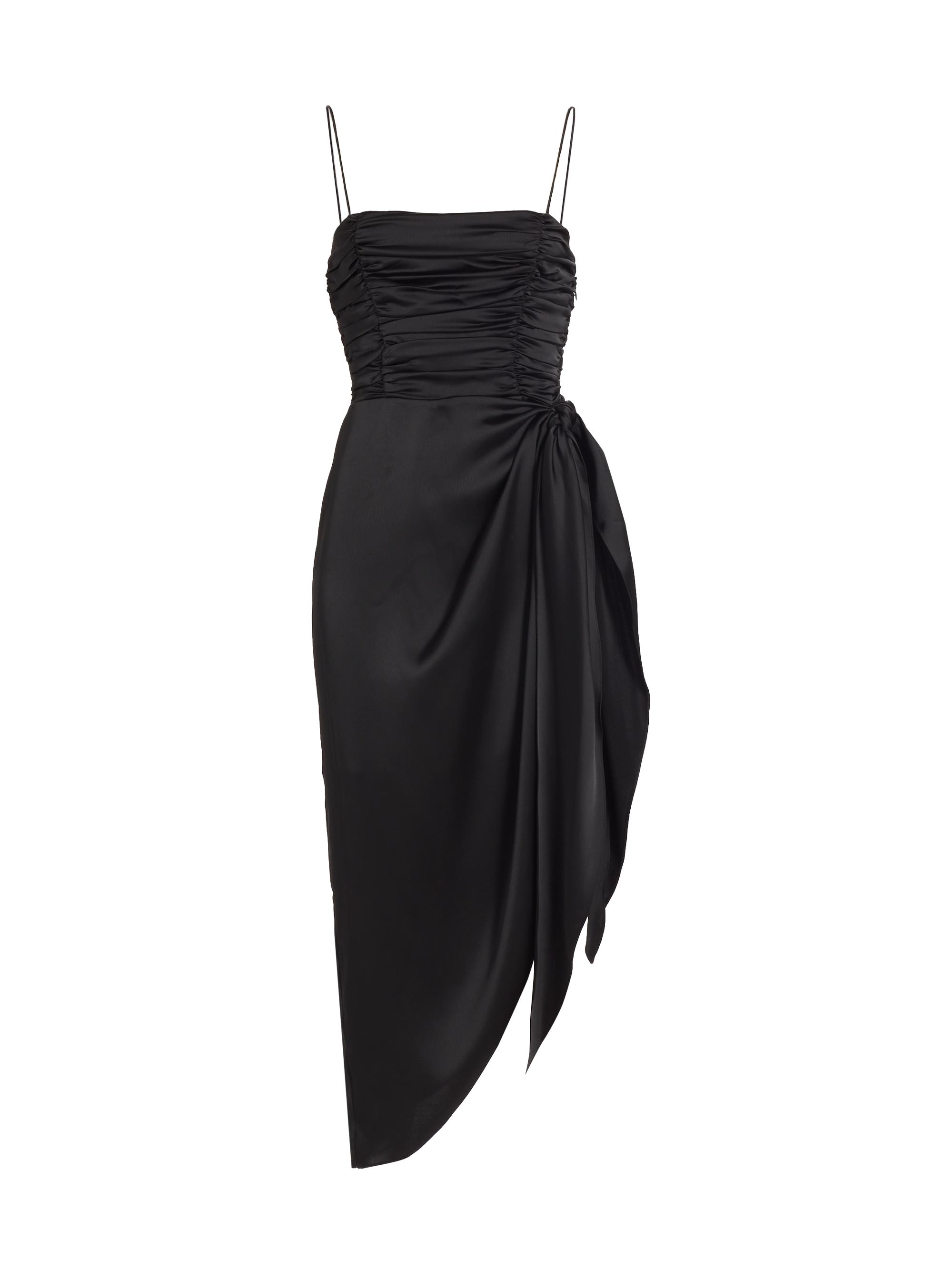 Wayf Women's Delaney Asymmetric Satin Midi-Dress - Black