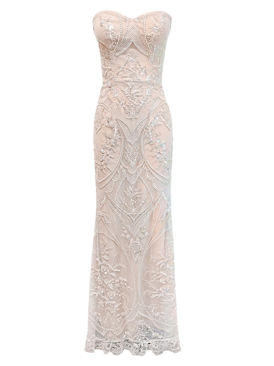 fitted lace wedding dress Baobab Giselle Terra Strapless Knotted Maxi Dress