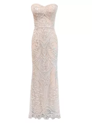 Saks Champagne Evening Gowns