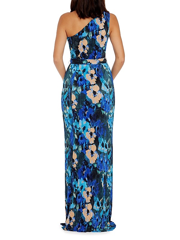 Shop Dress The Population Bella Floral Plissé One-Shoulder Shop Dress The Population Bella Floral Plissé One-Shoulder
