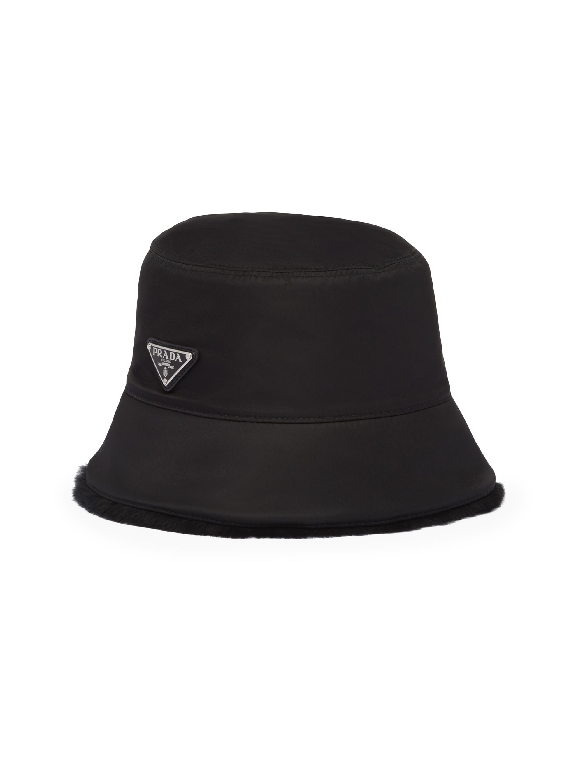 Prada Men's Re-Nylon And Shearling Bucket Hat - Black - Women's Accessories